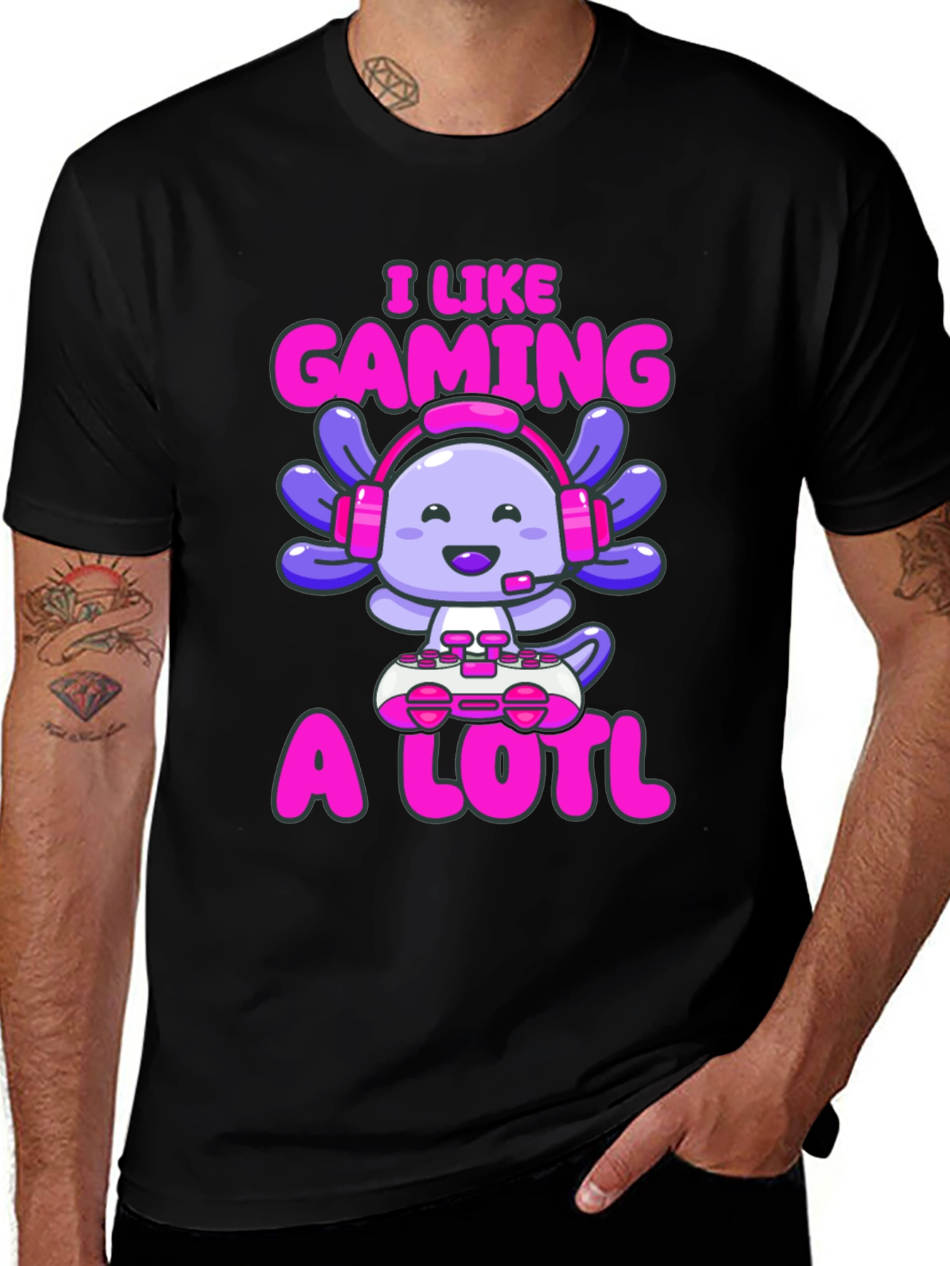 Gamer Axolotl T-Shirt - I Like Gaming A Lotl