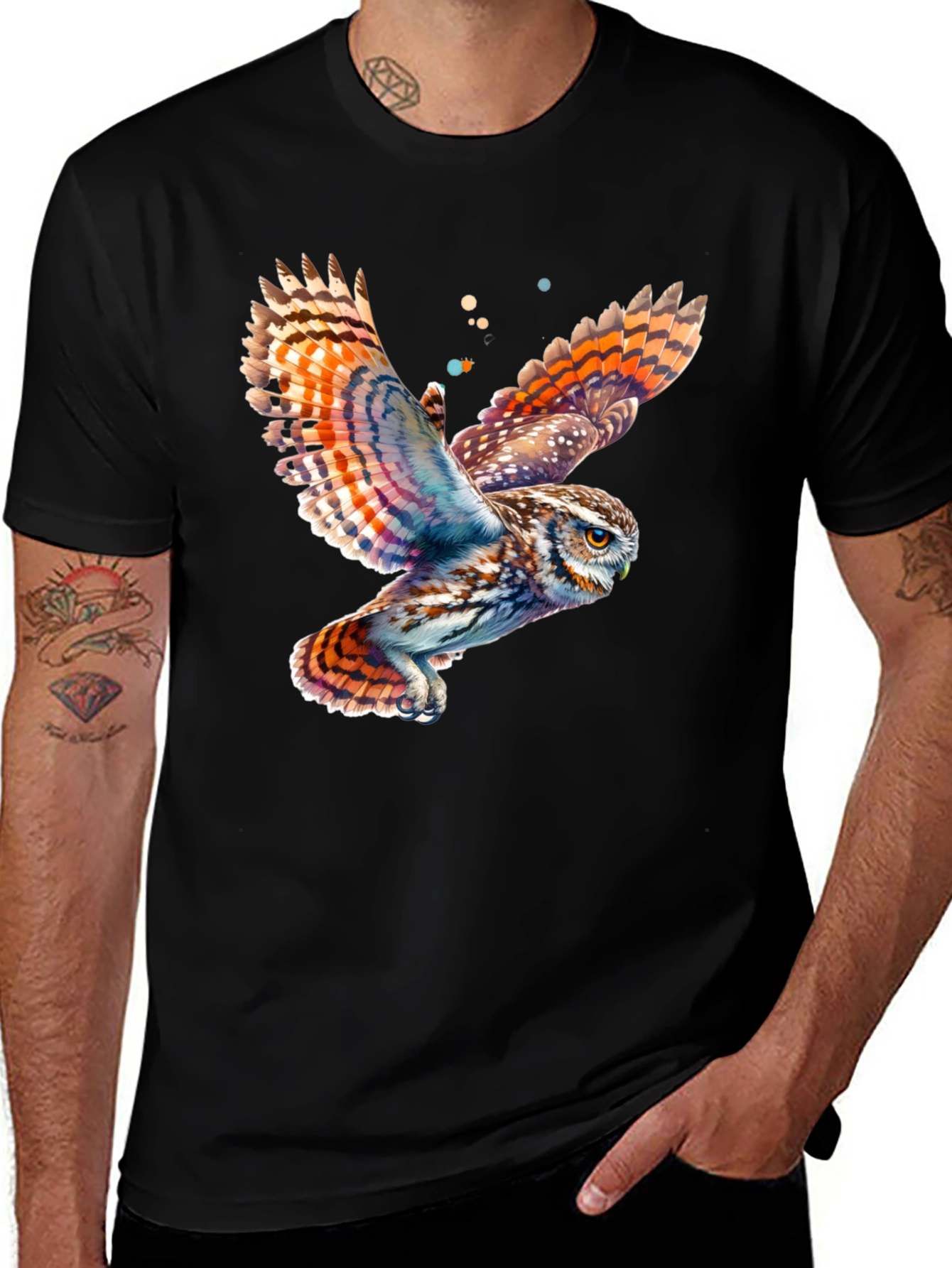 Variant 14 of Owl Graphic T-Shirt - Men's Black Tee