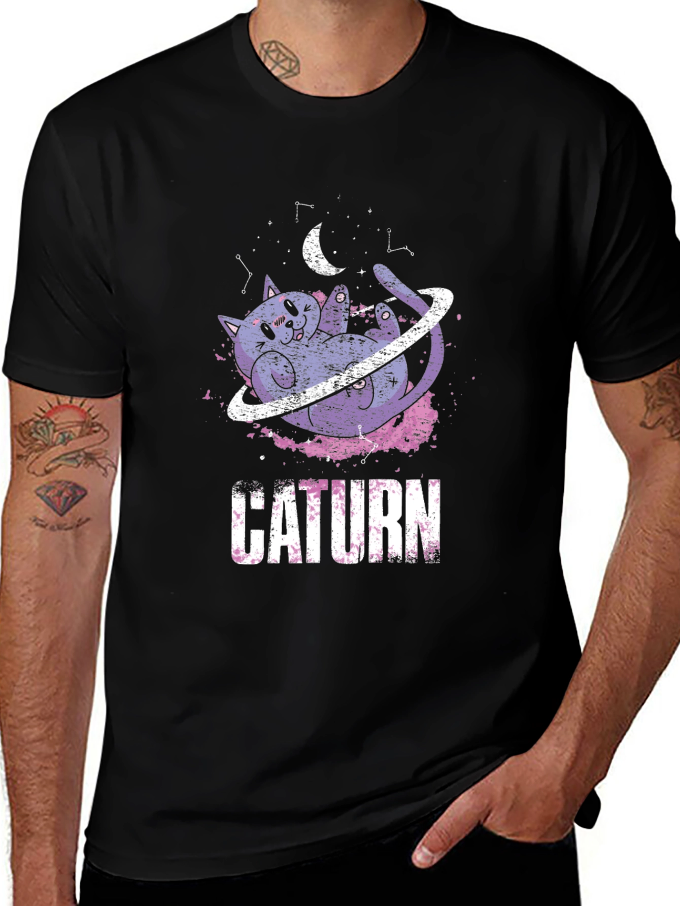 Variant 8 of Caturday Caturn T-Shirt - Galaxy Cat Graphic Tee