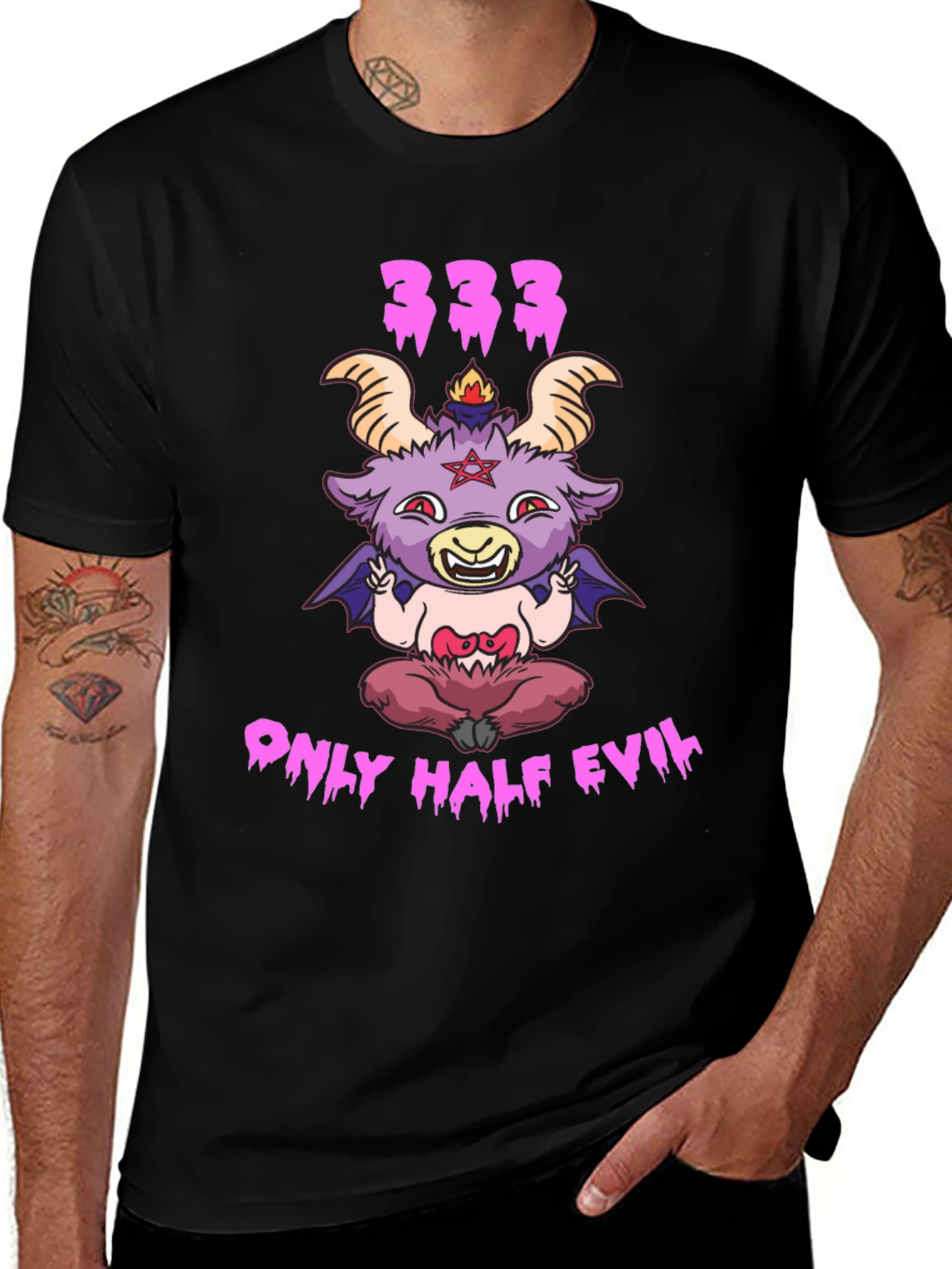 Only Half Evil T-Shirt - Lil' Baphomet 333 Tee