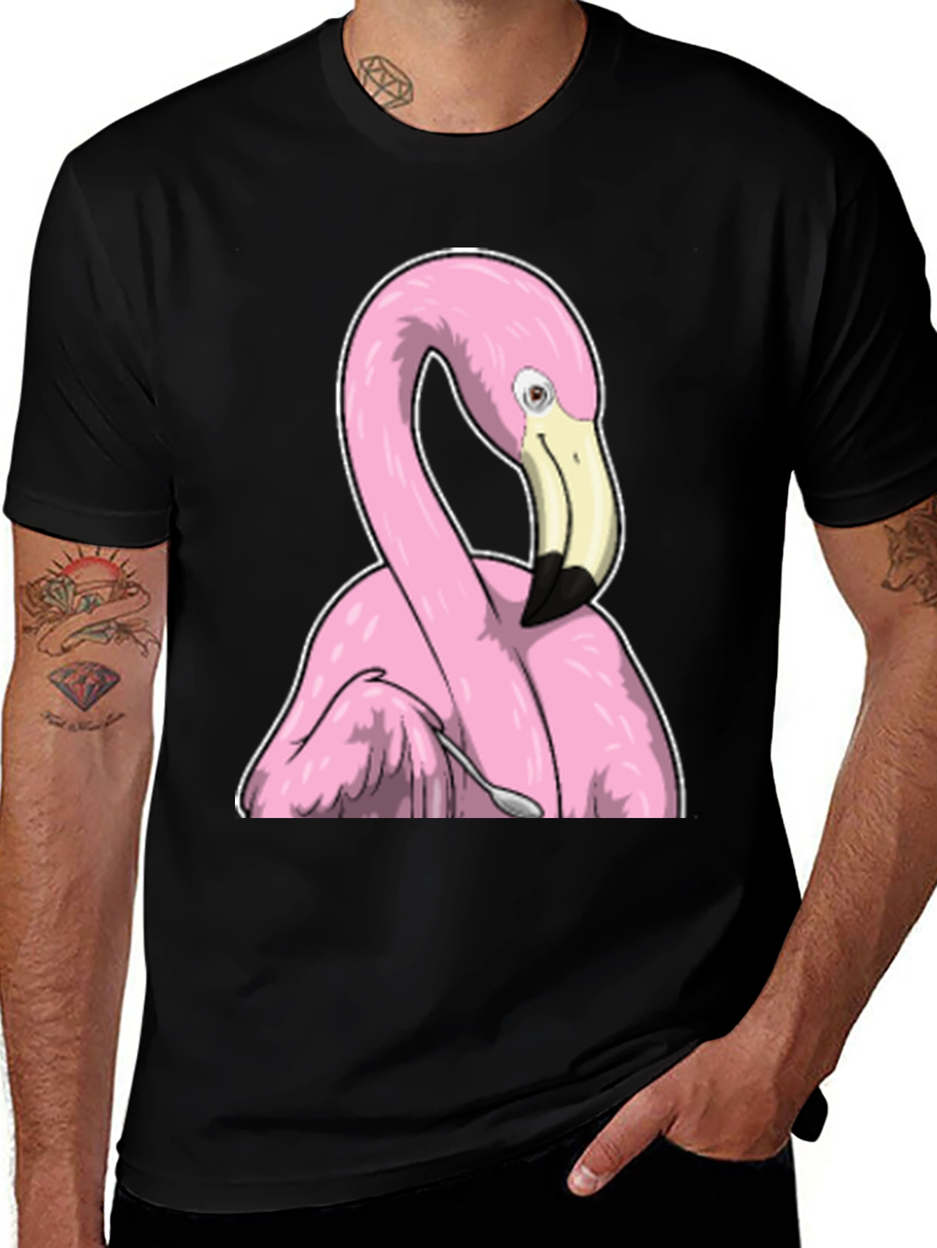 Variant 8 of Funny Flamingo Spooning T-Shirt - Unique Graphic Tee