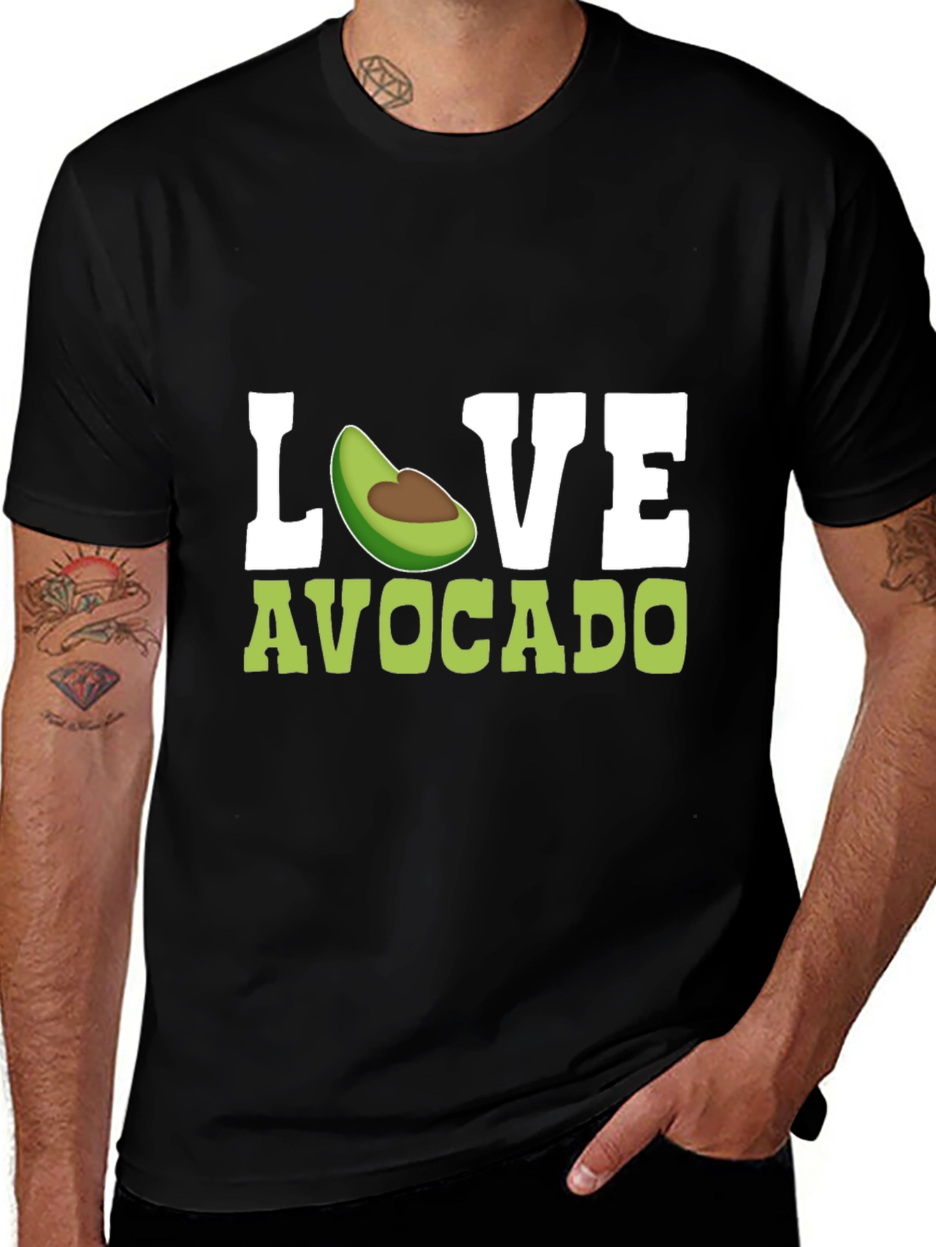 Variant 19 of Love Avocado Graphic Tee - Black Cotton T-Shirt