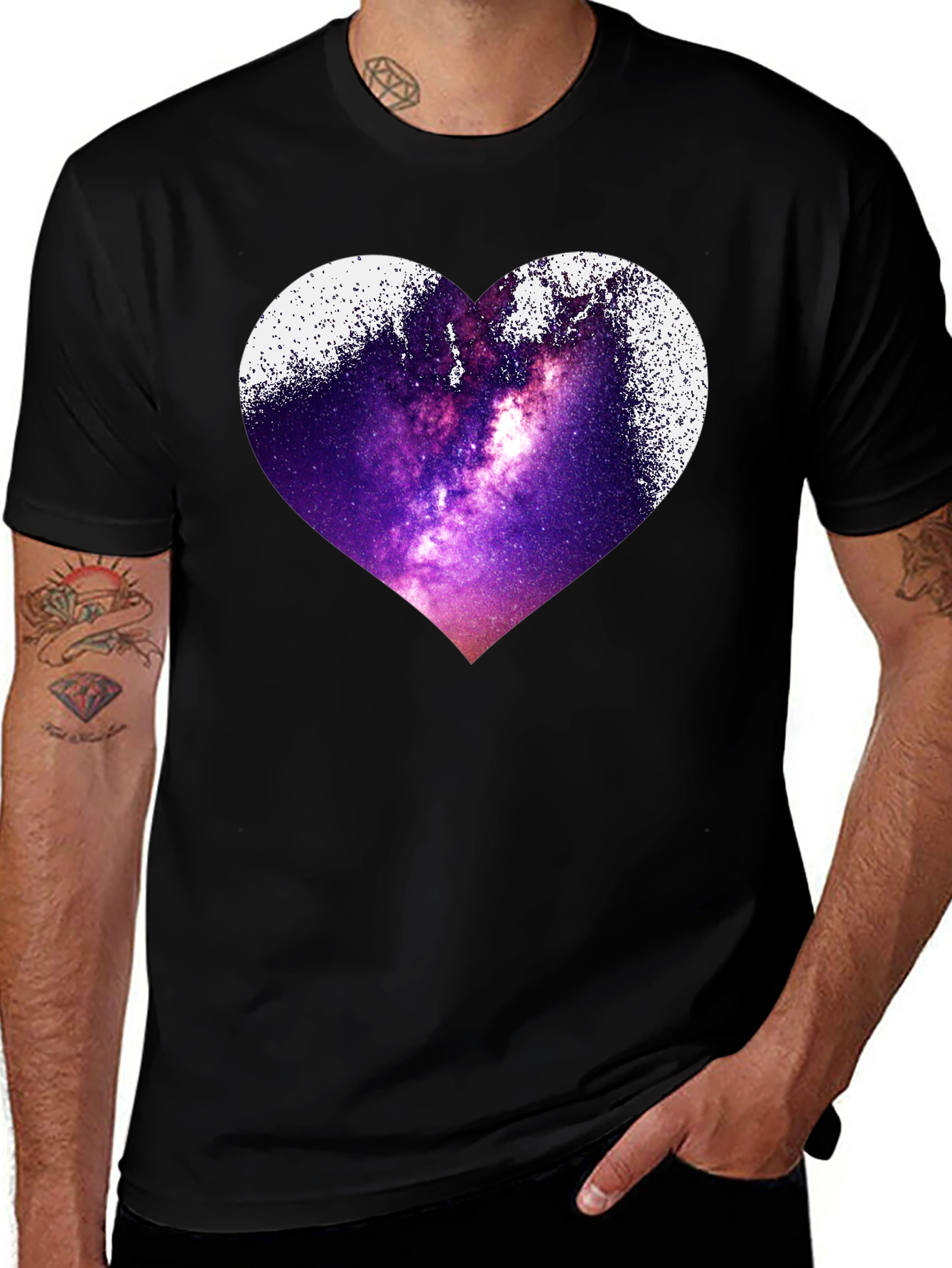 Variant 27 of Galaxy Heart Graphic Black T-Shirt