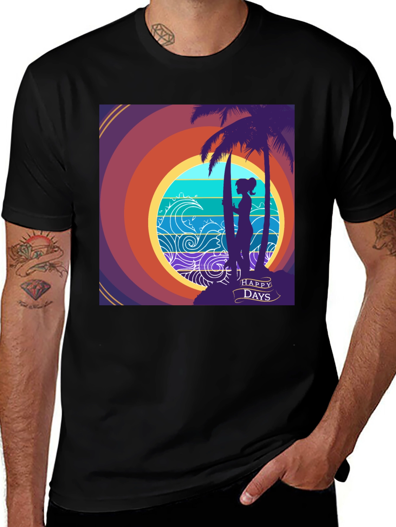 Black Happy Days Surf Tee main image