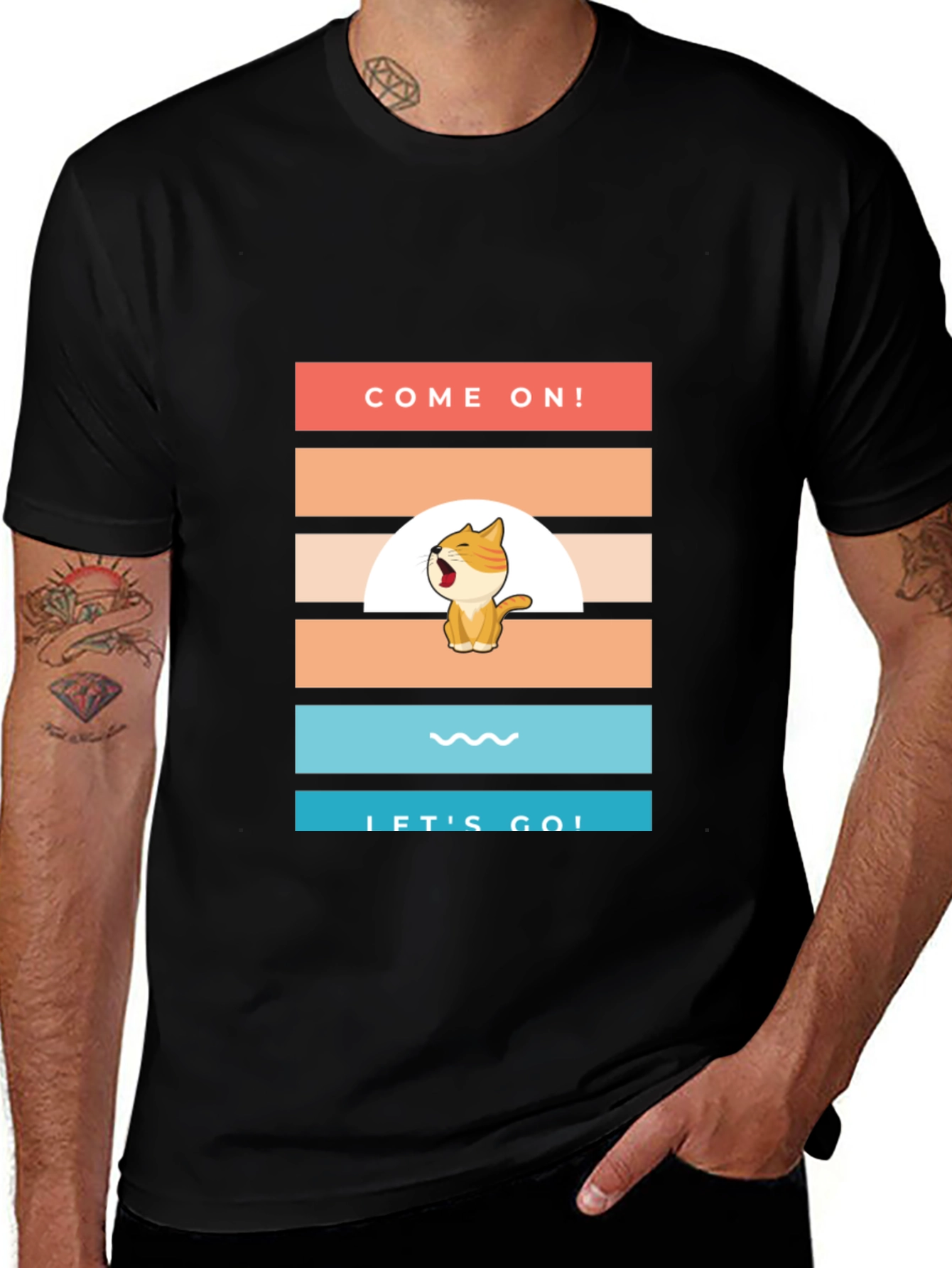 Variant 8 of Come On! Let's Go! Cartoon Cat T-Shirt
