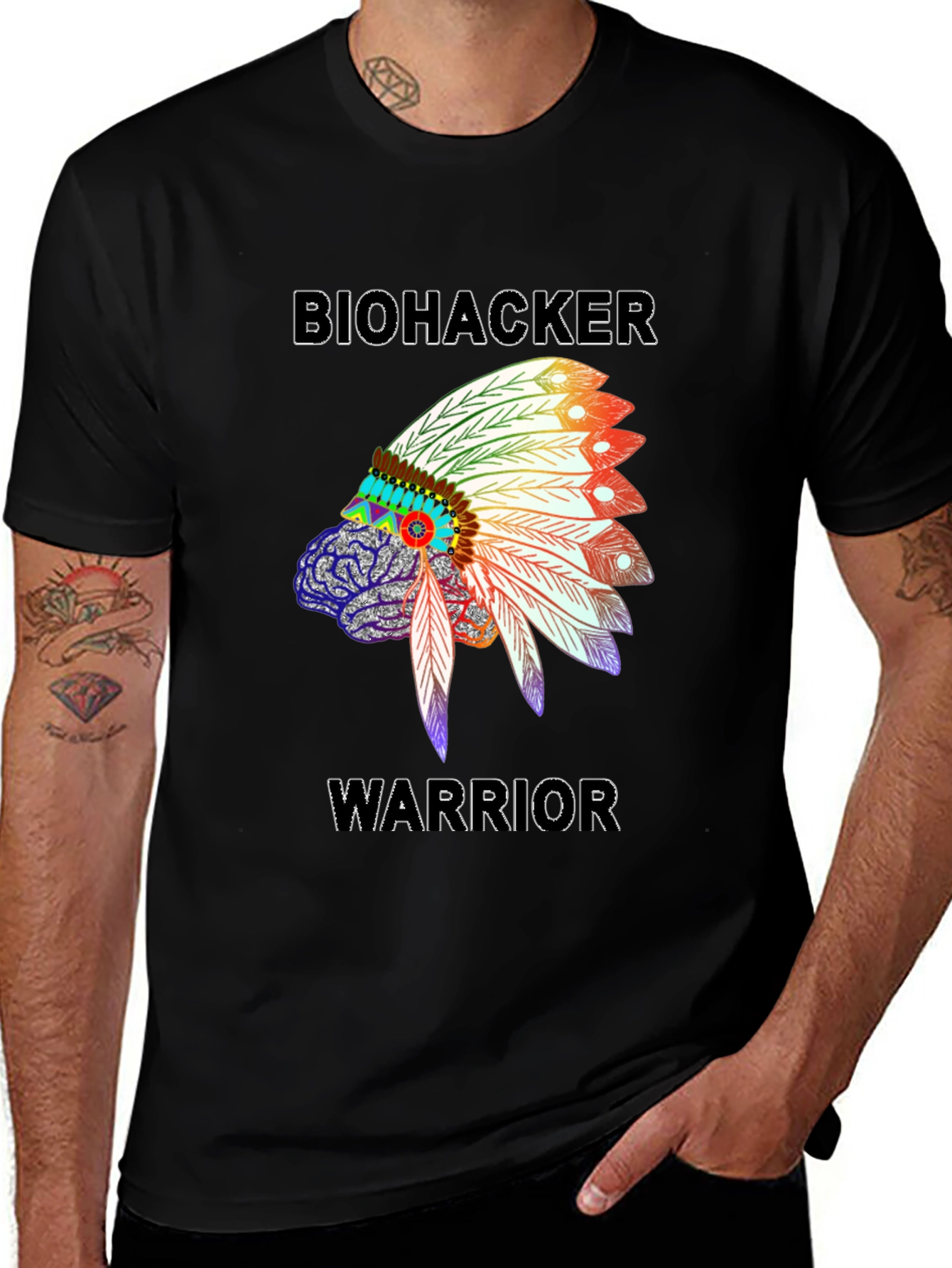 Biohacker Warrior Graphic T-Shirt - Black