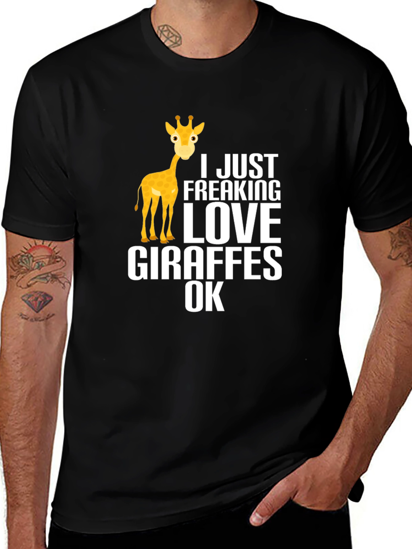 Black I Love Giraffes Graphic T-Shirt main image