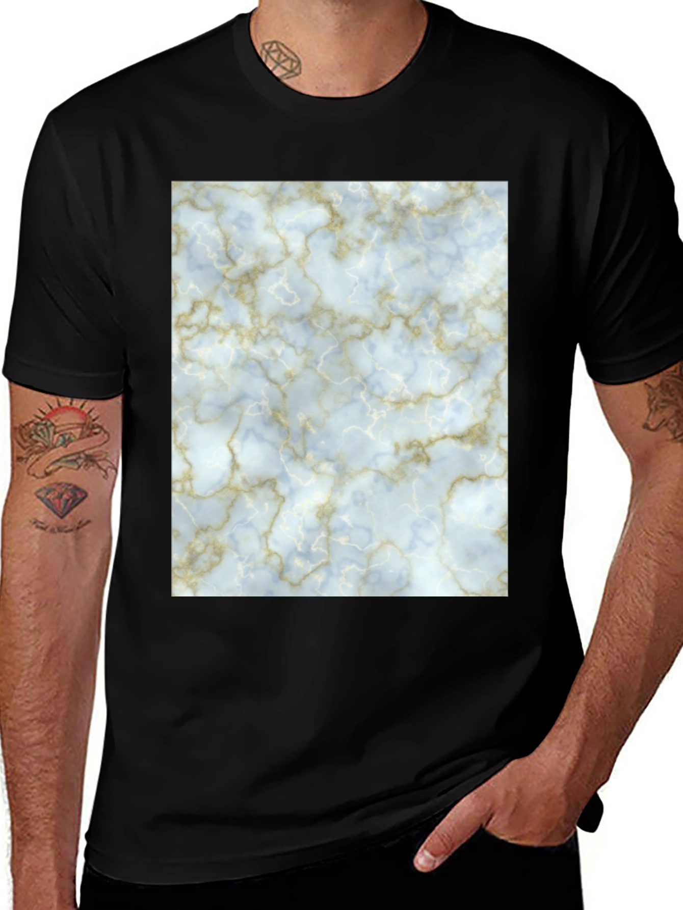 Variant 14 of Marble Print Black T-Shirt