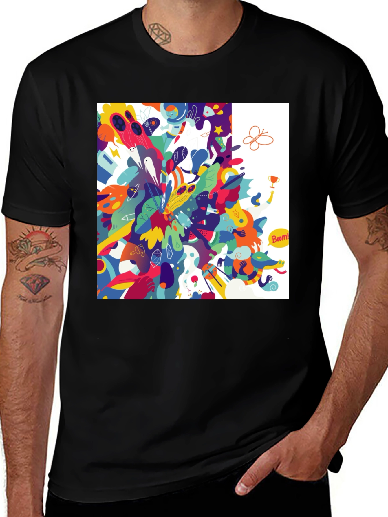 Variant 30 of Abstract Graphic Print Black T-Shirt