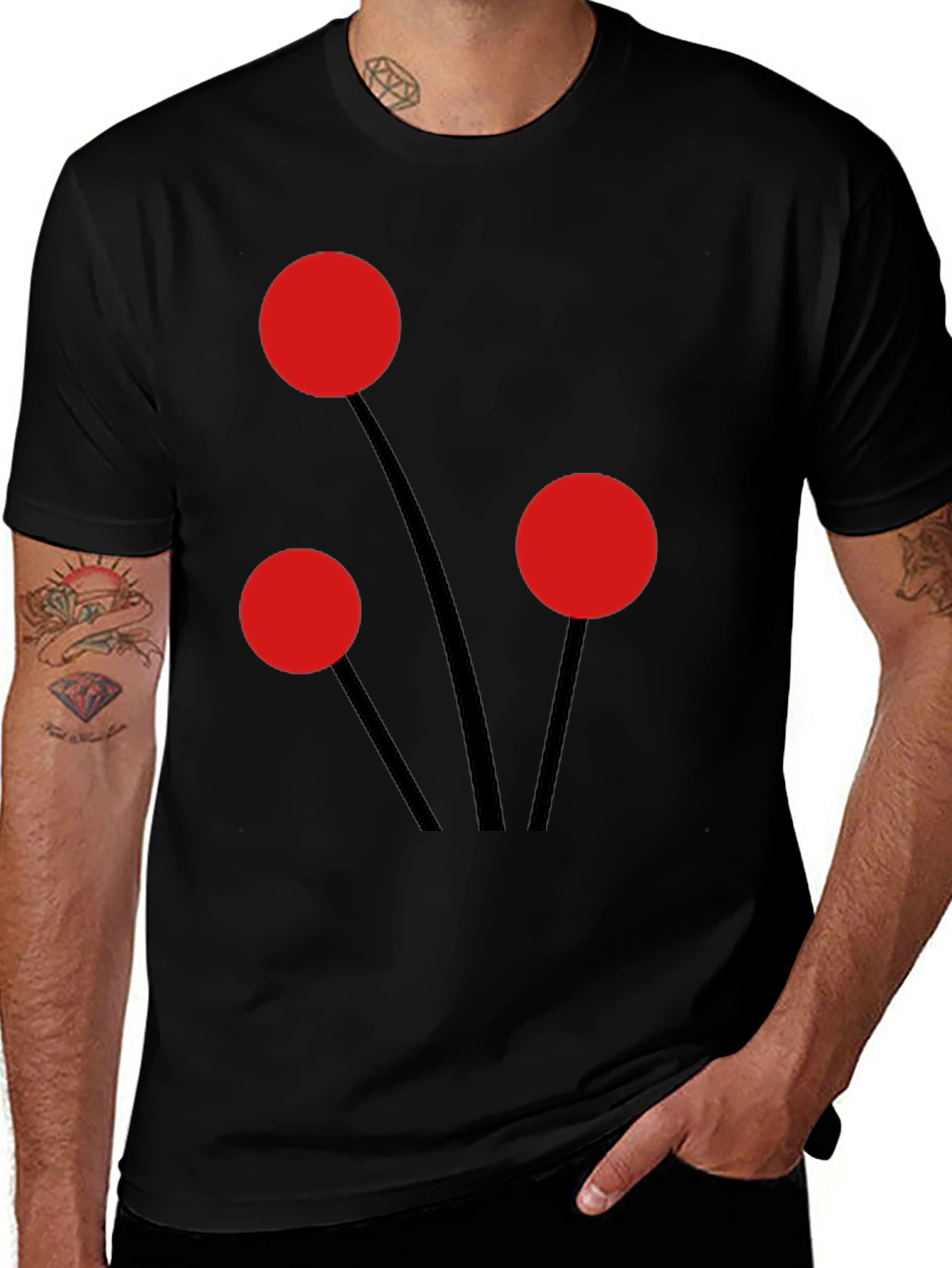 Variant 27 of Modern Red Dot Graphic Black T-Shirt