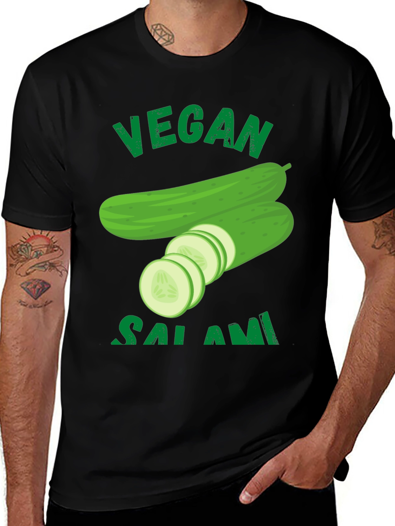 Variant 11 of Vegan Salami Cucumber Graphic T-Shirt