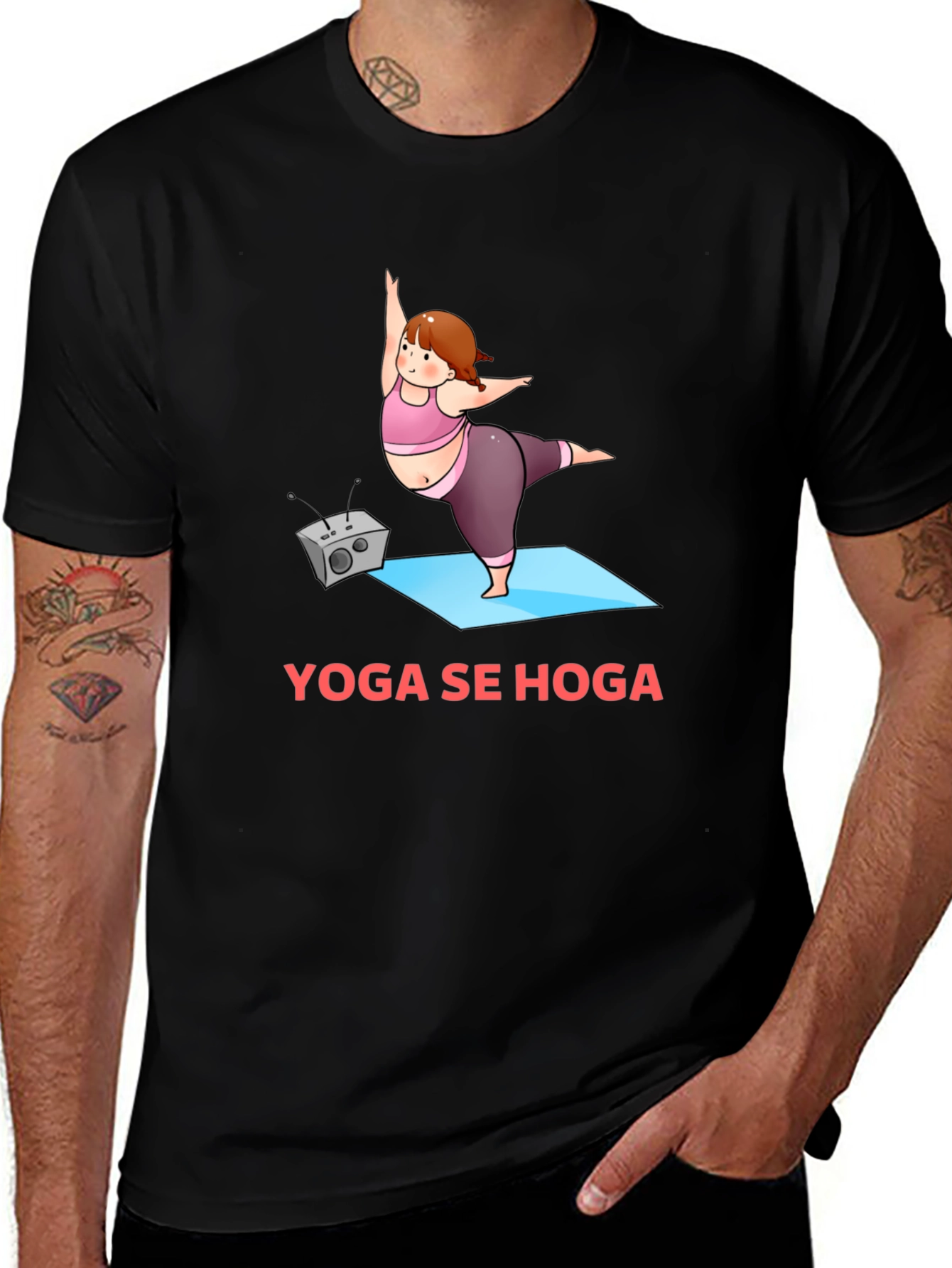 Variant 2 of Yoga Se Hoga Graphic Tee - Black Cotton Blend T-Shirt