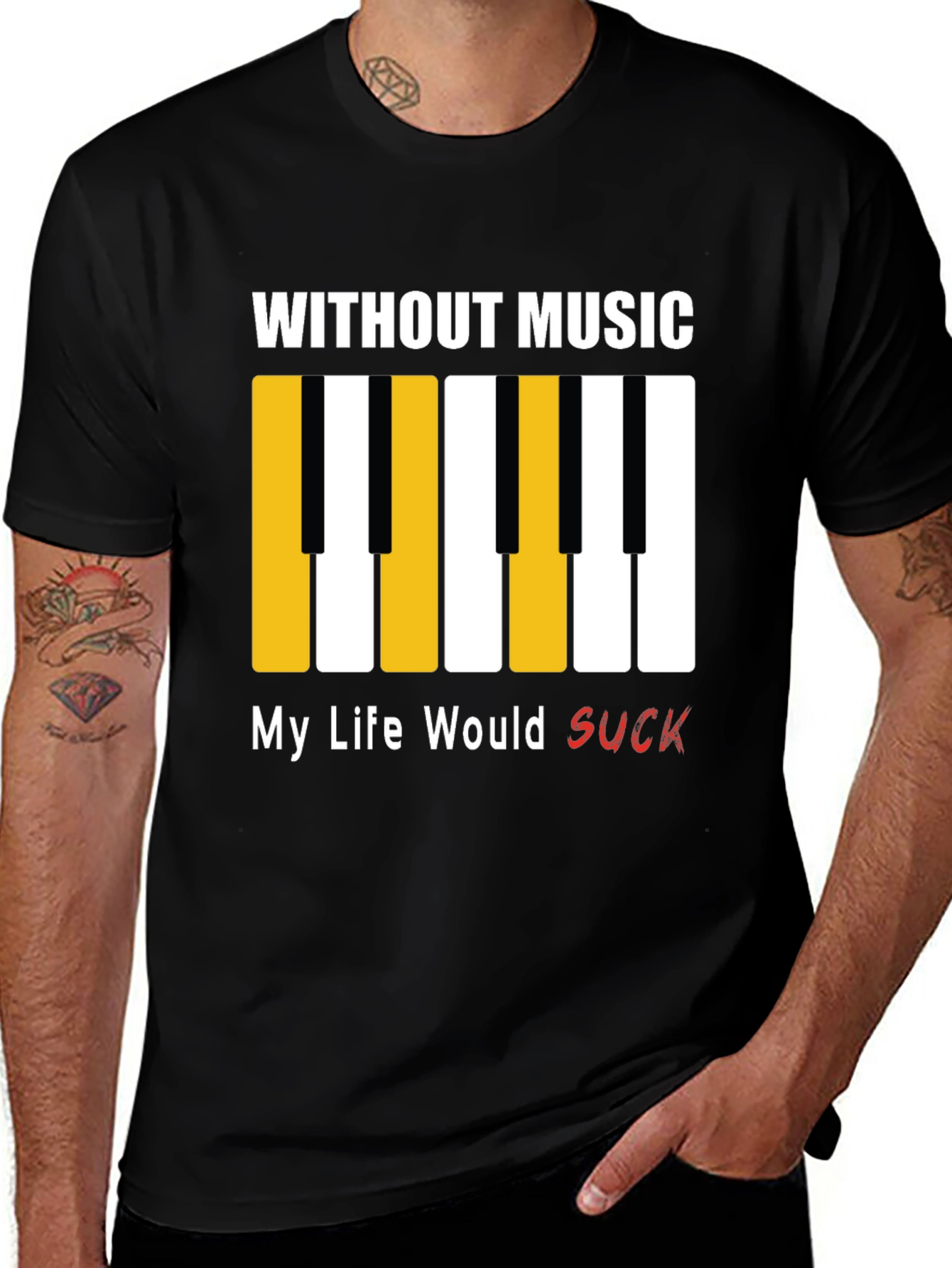 Variant 12 of Music Lover T-Shirt: Without Music My Life Would Suck!