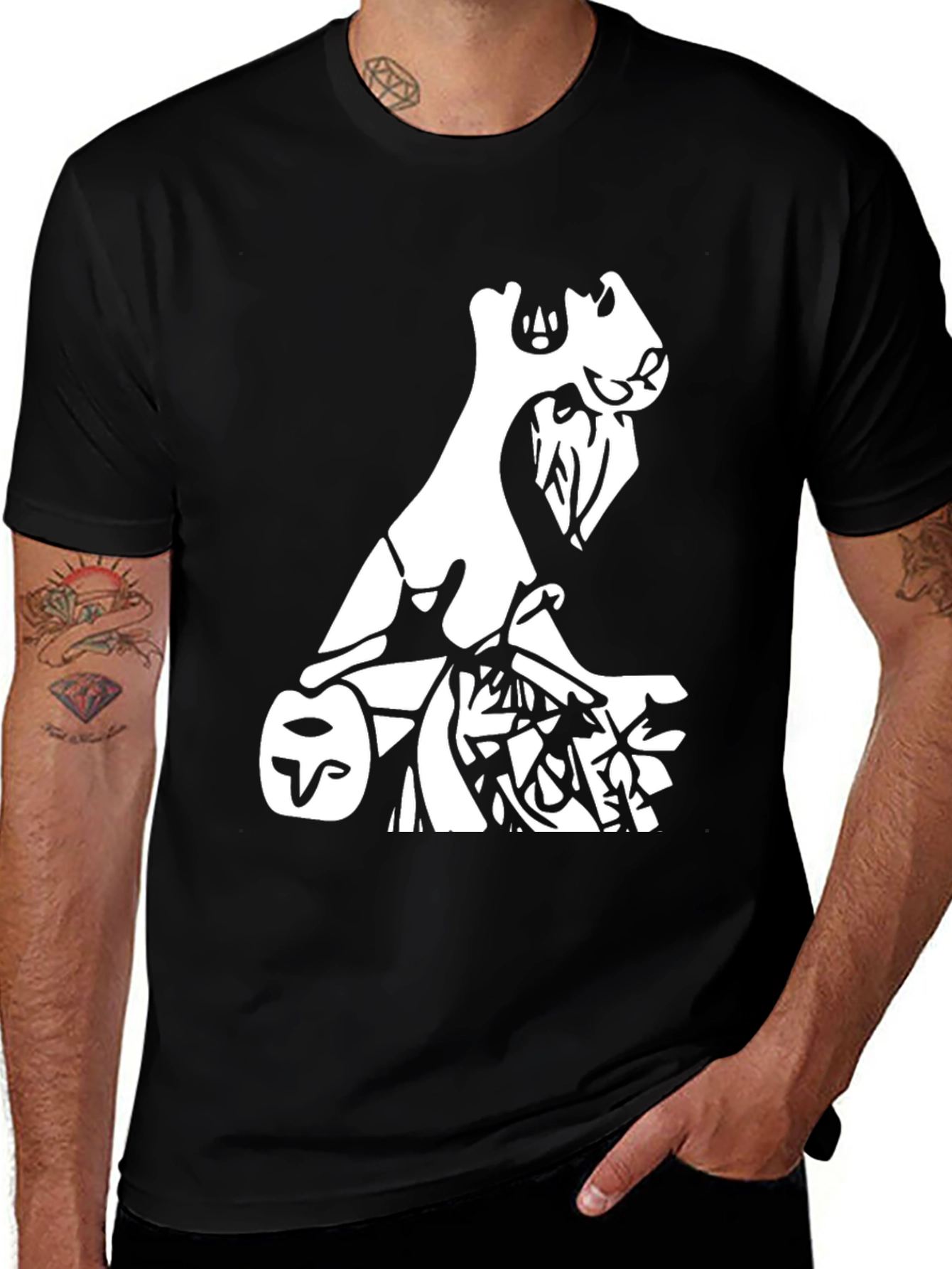 Variant 18 of Abstract Art Graphic Tee - Black Casual T-Shirt