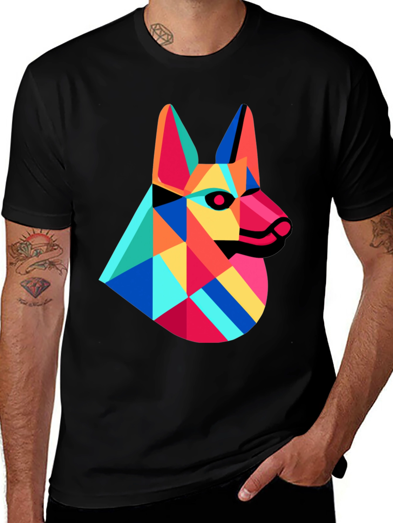 Variant 4 of Geometric Dog Graphic Tee - Modern Art T-Shirt