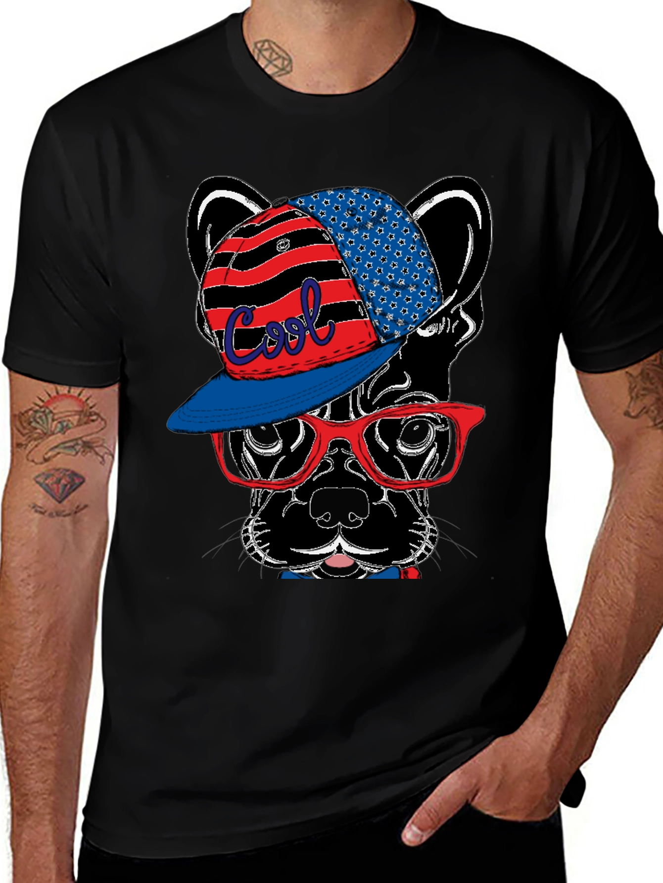 Variant 13 of Cool Dog Graphic Tee - Patriotic Style