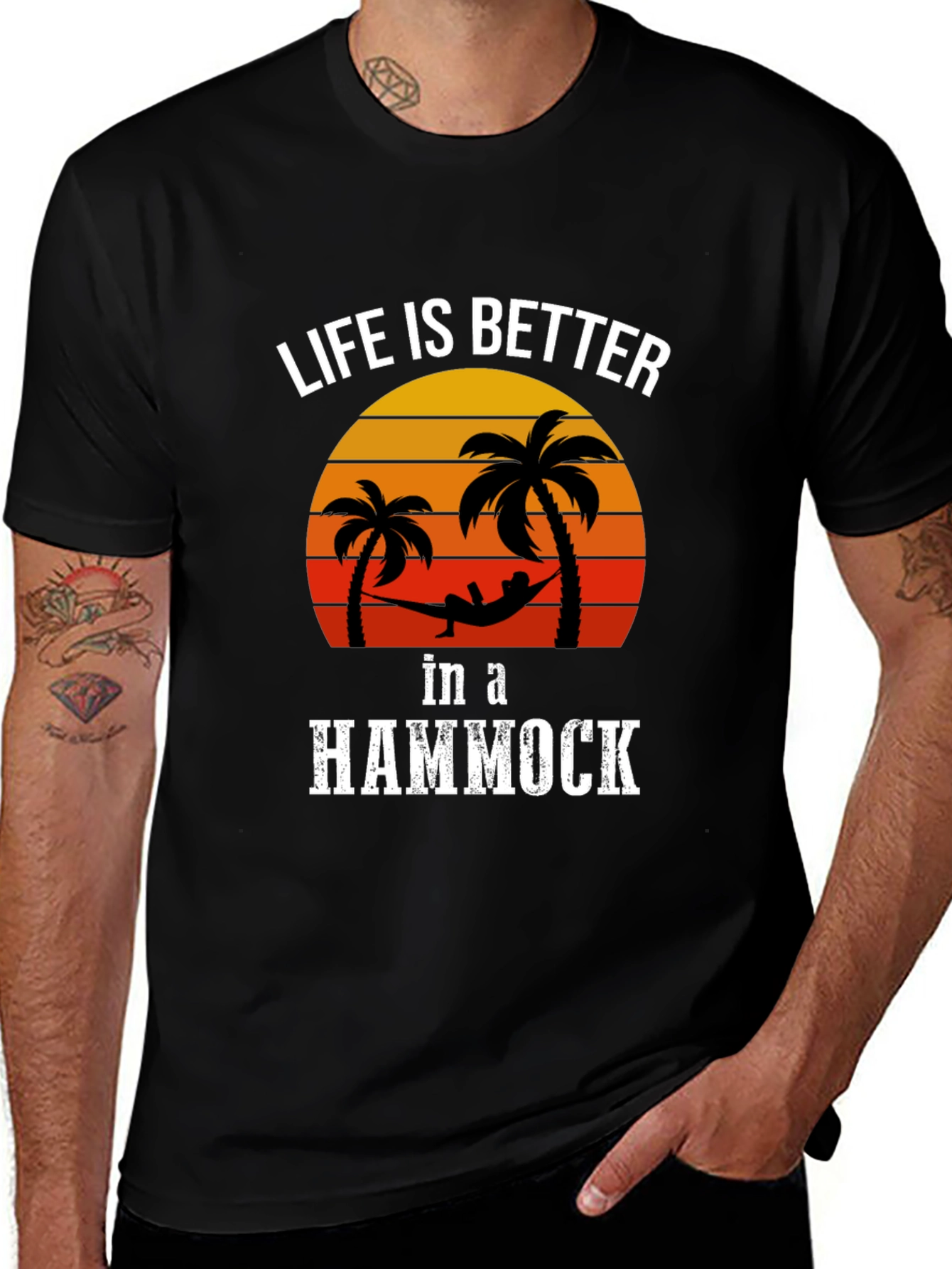 Variant 6 of Life is Better in a Hammock Black T-Shirt