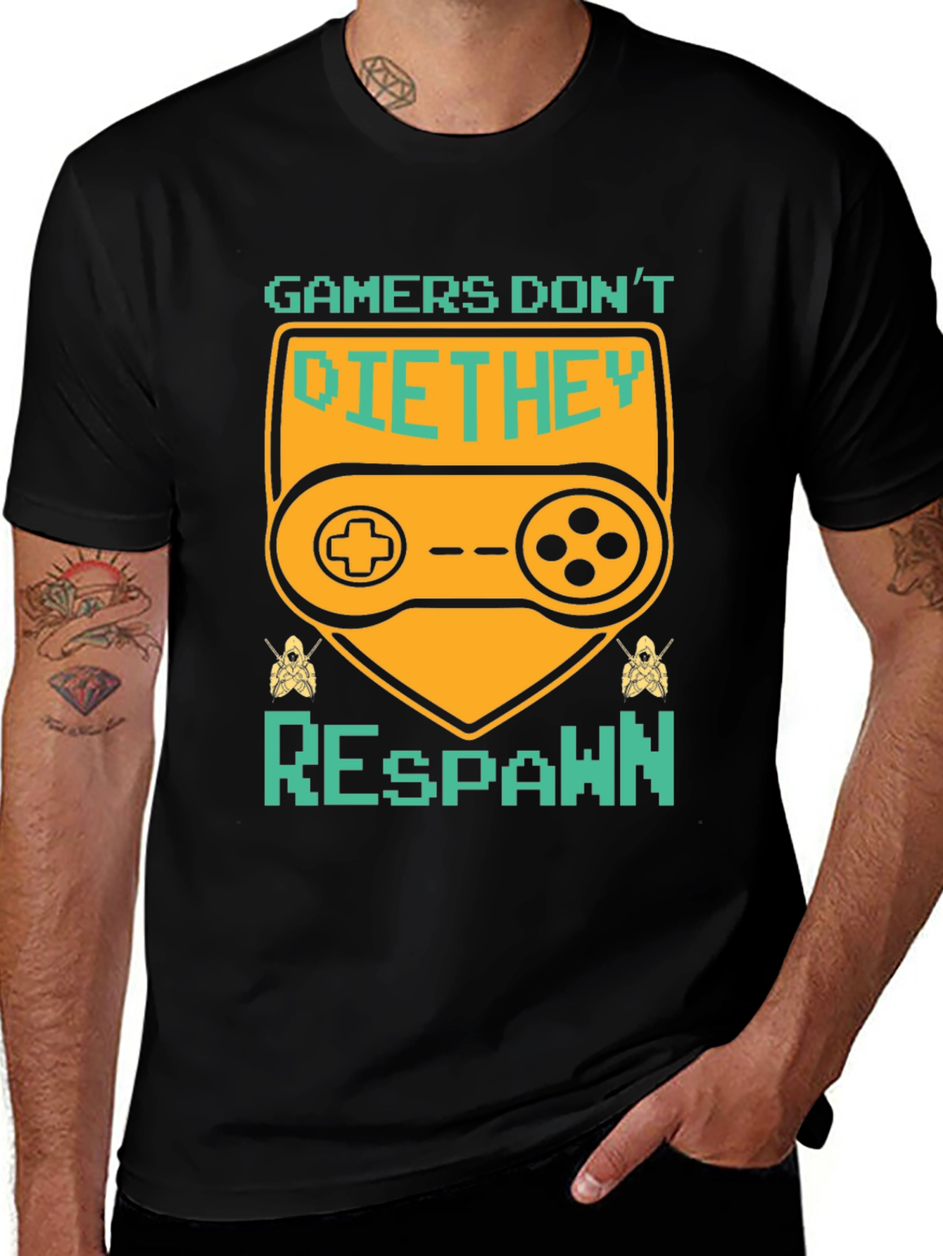 Variant 17 of Gamers Don't Die T-Shirt - They Respawn!