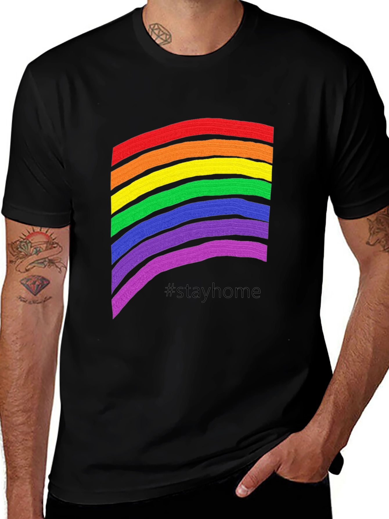 Stay Home Rainbow Pride T-Shirt