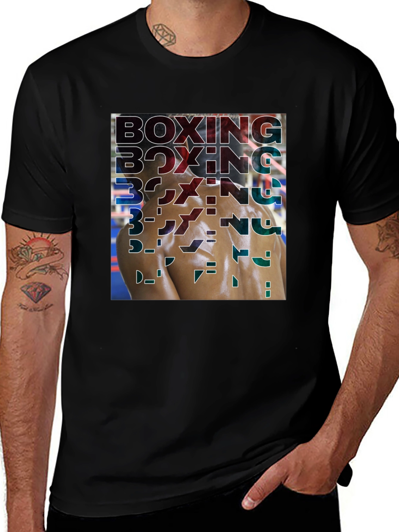 Variant 17 of Boxing Graphic Print Tee - Stylish Gym Apparel