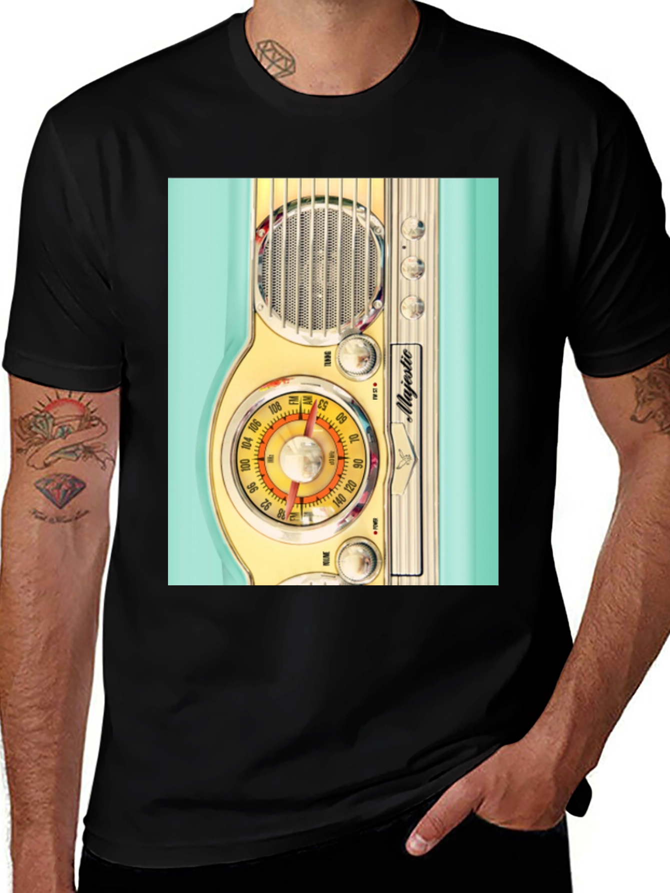 Variant 2 of Retro Radio Graphic Tee - Vintage Majestic Radio Design