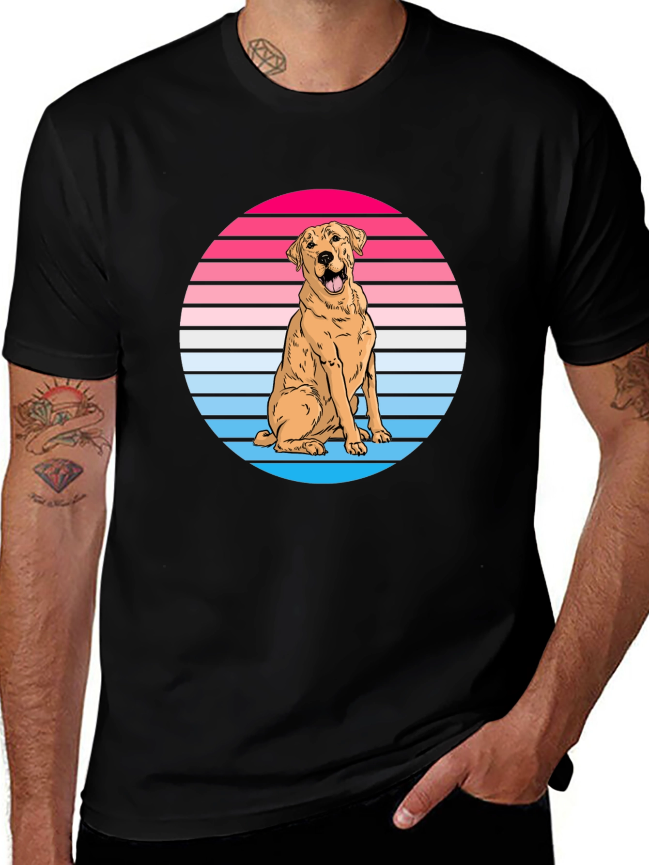 Black Retro Dog Graphic Tee - Labrador Lover Shirt main image