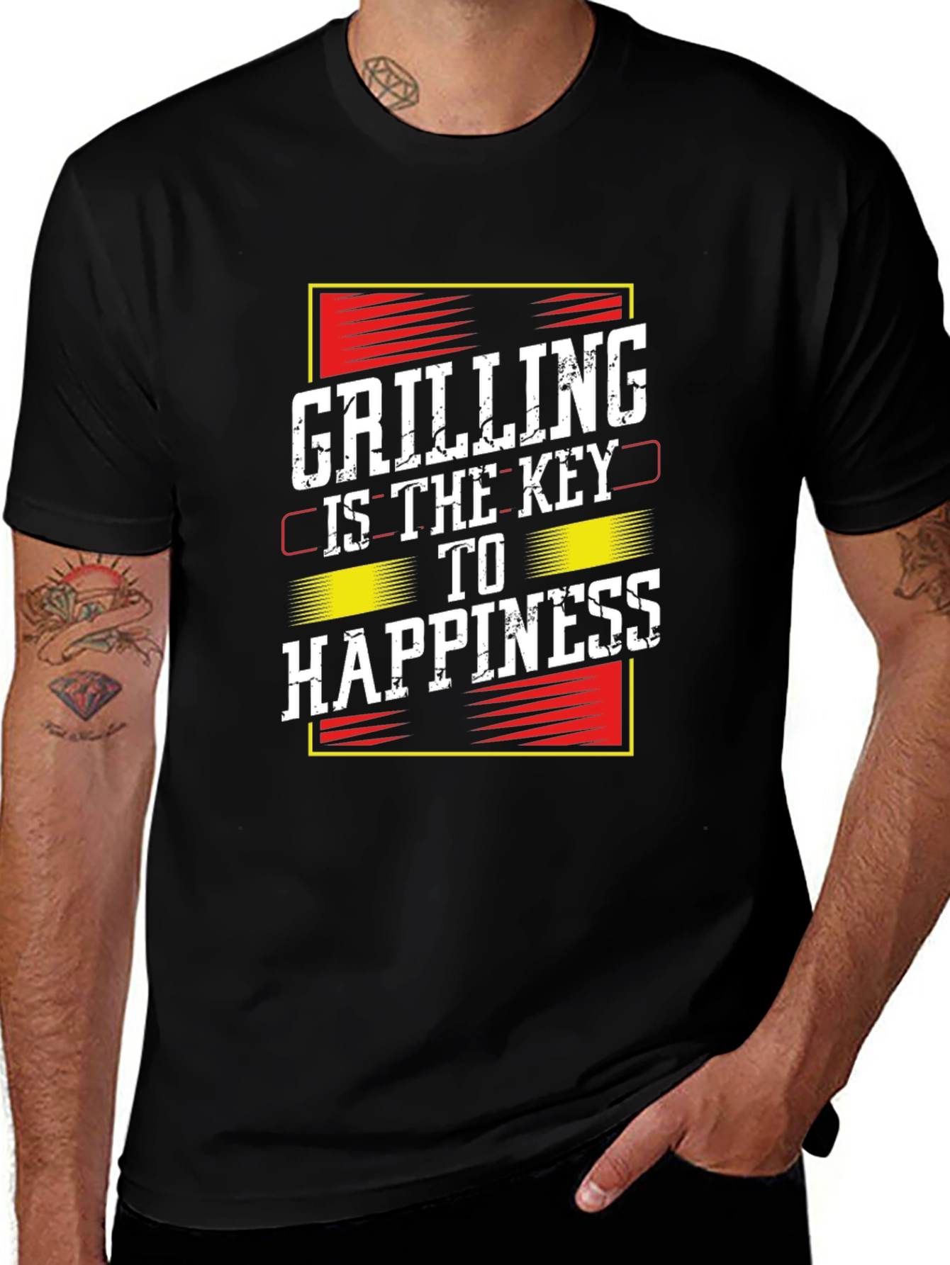Variant 25 of Grilling is Key to Happiness Black T-Shirt