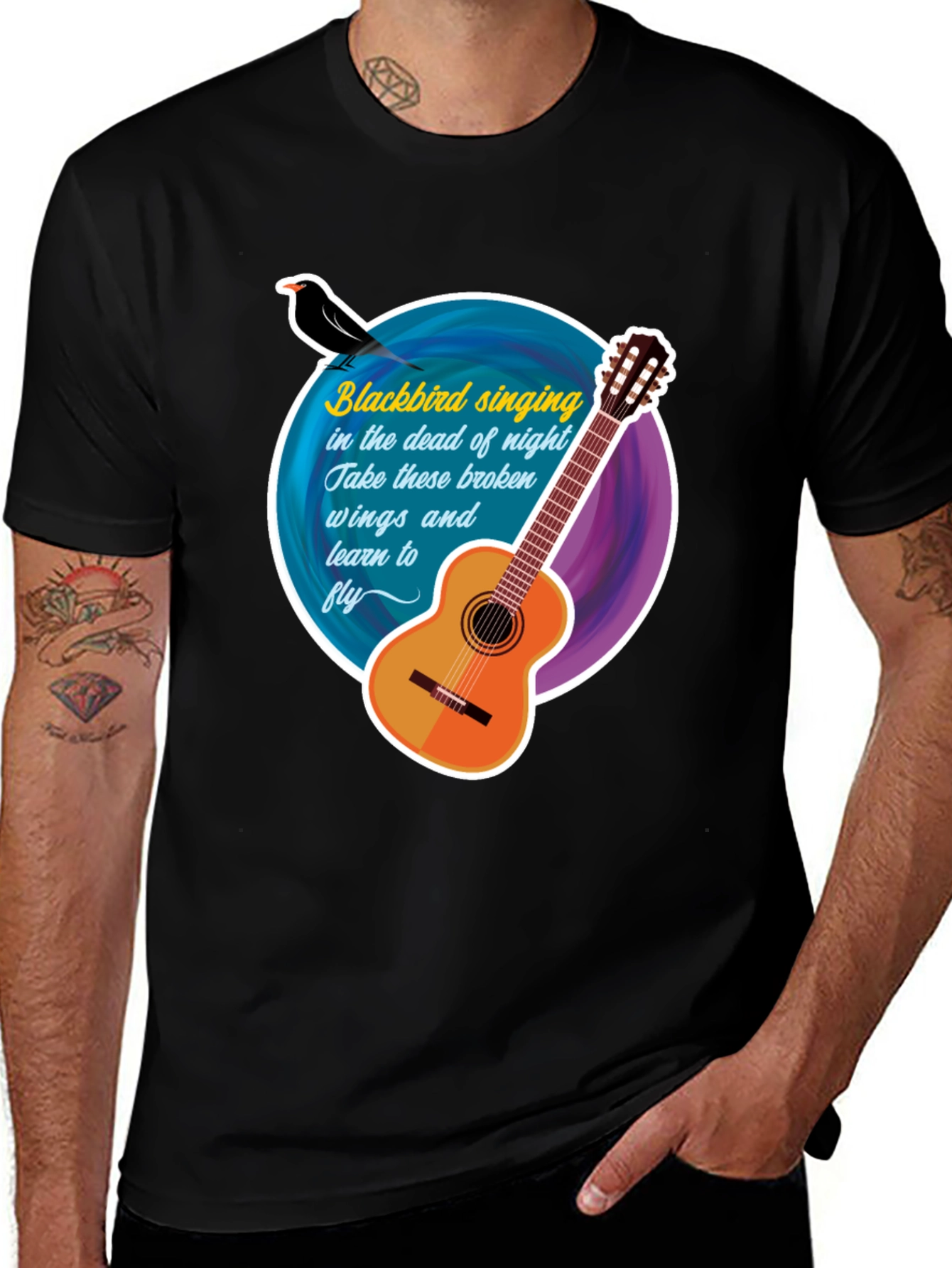 Variant 20 of Blackbird Guitar Song Lyric T-Shirt