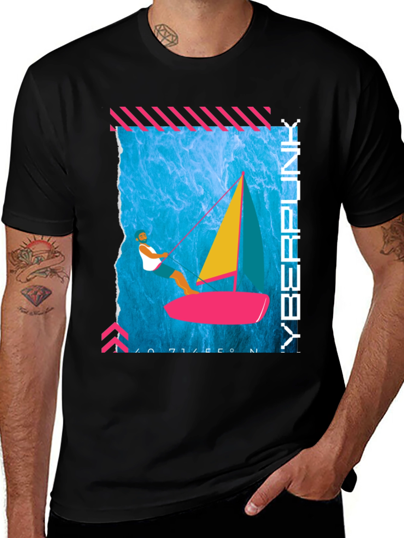 Variant 5 of Cyberpunk Sailboat Graphic Tee