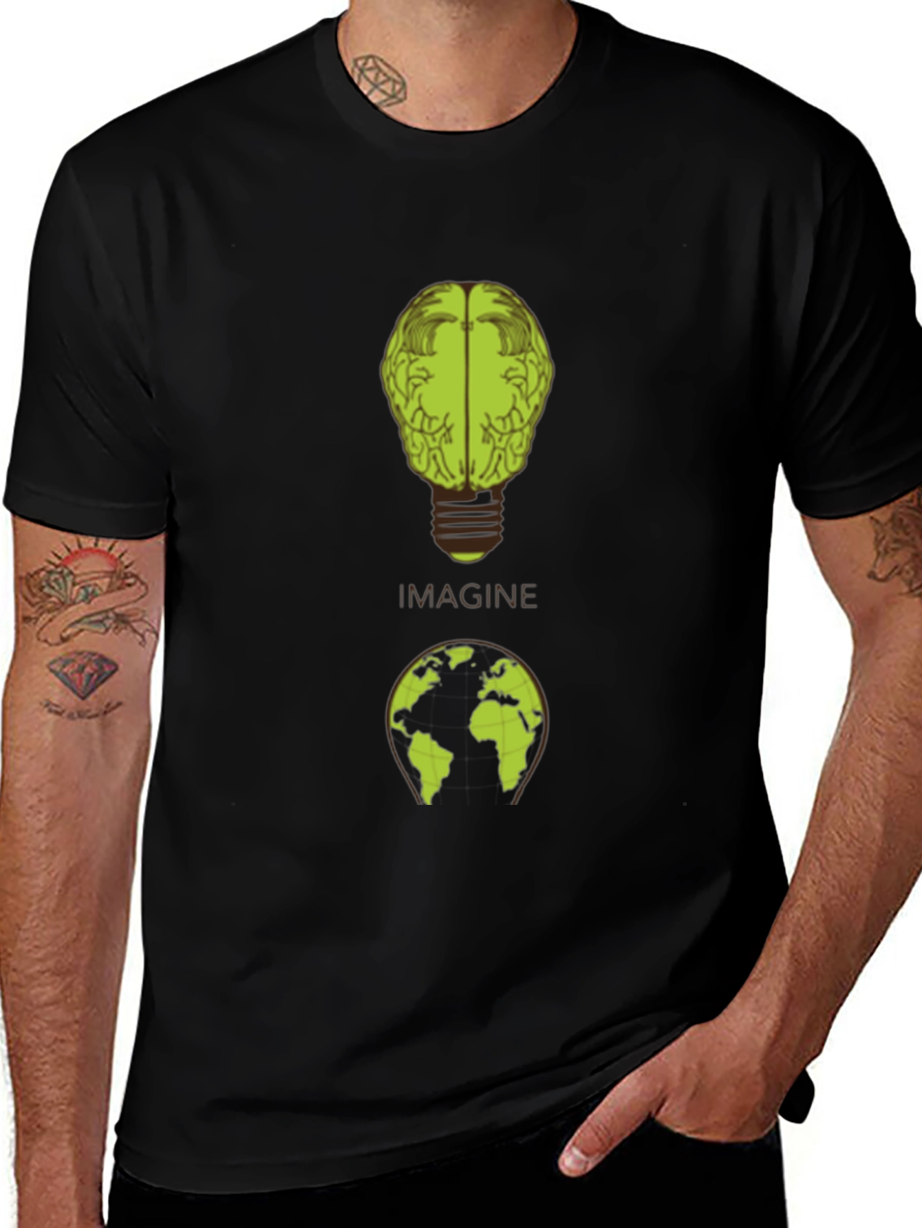 Variant 19 of Imagine Brain Earth Graphic Black T-Shirt