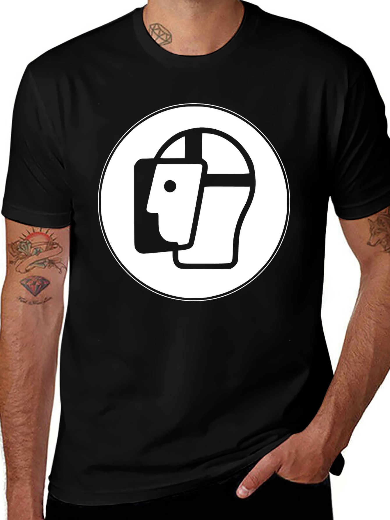 Variant 20 of Abstract Face Graphic Black T-Shirt