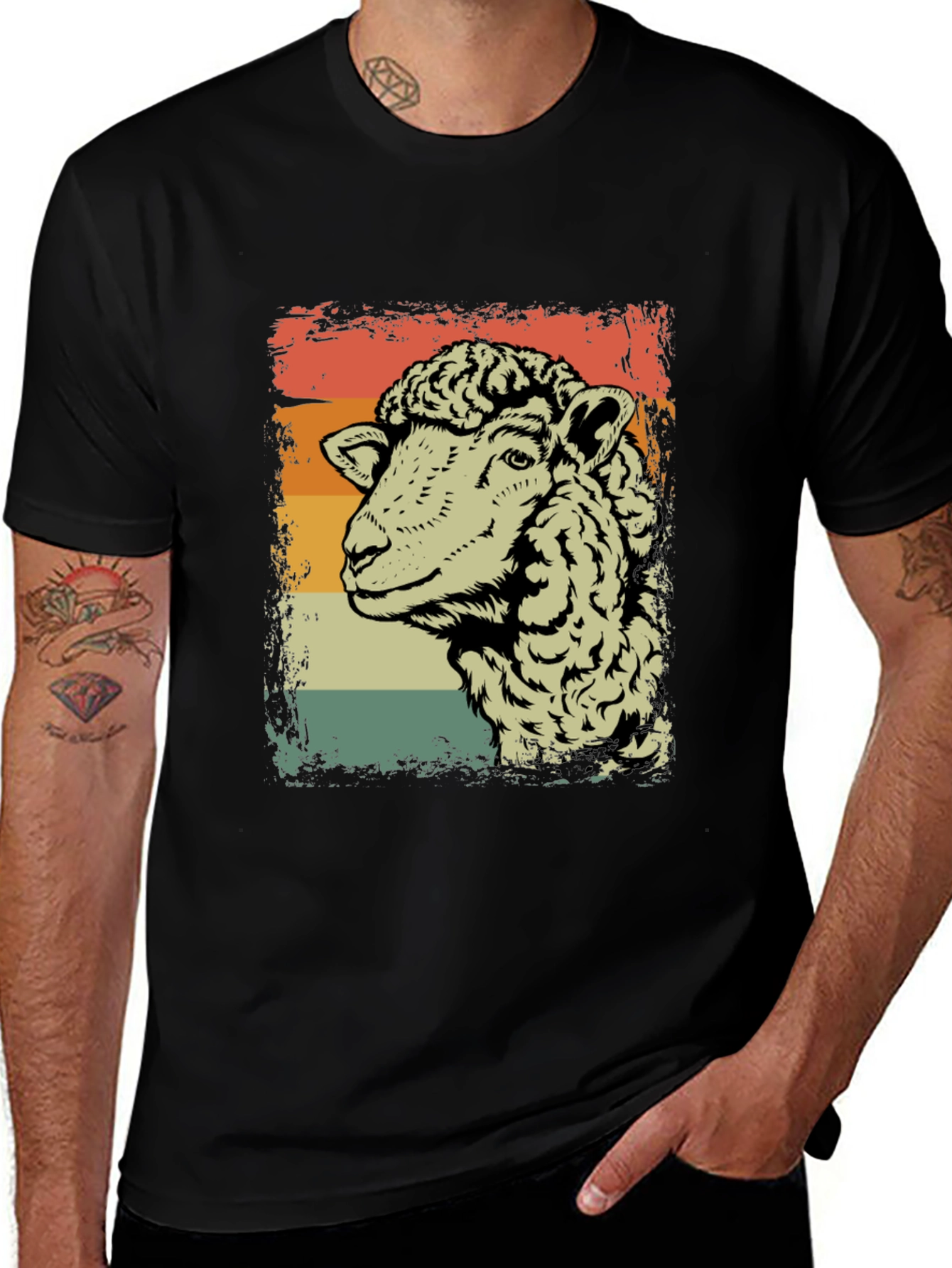 Variant 18 of Retro Sheep Graphic T-Shirt - Vintage Style