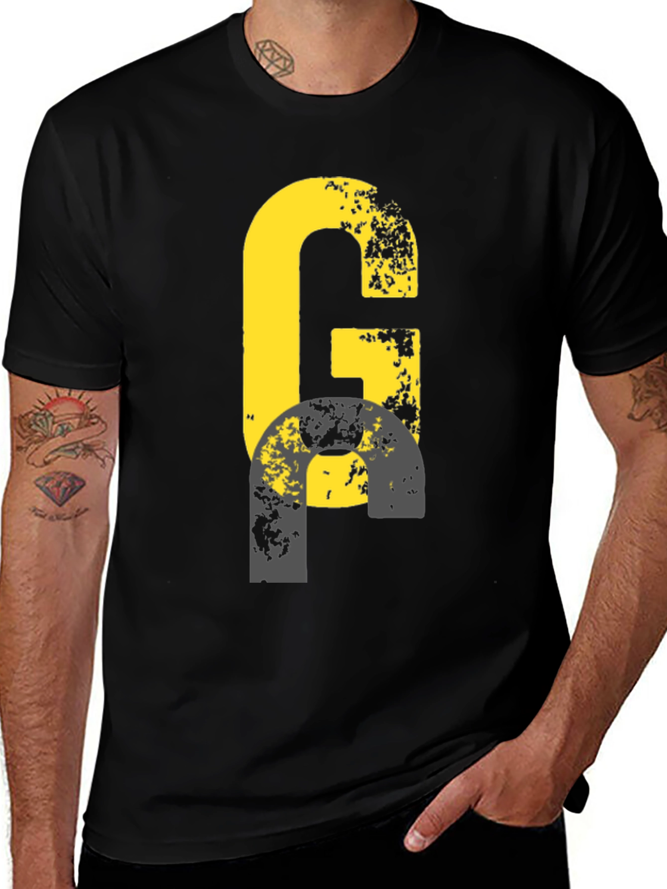 Distressed G Graphic Tee - Black Casual Shirt