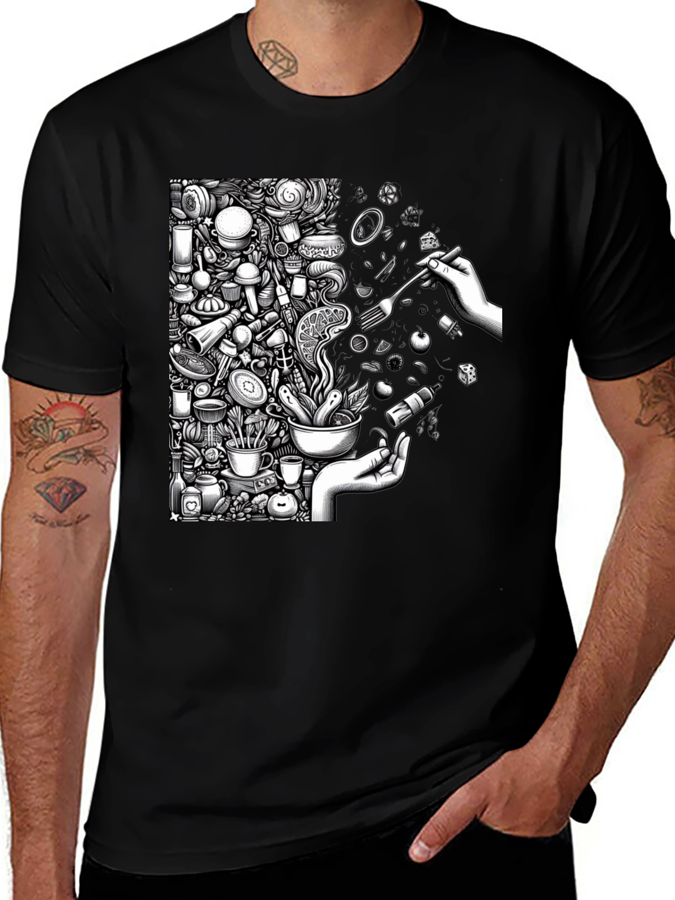 Variant 4 of Abstract Food Art Black T-Shirt