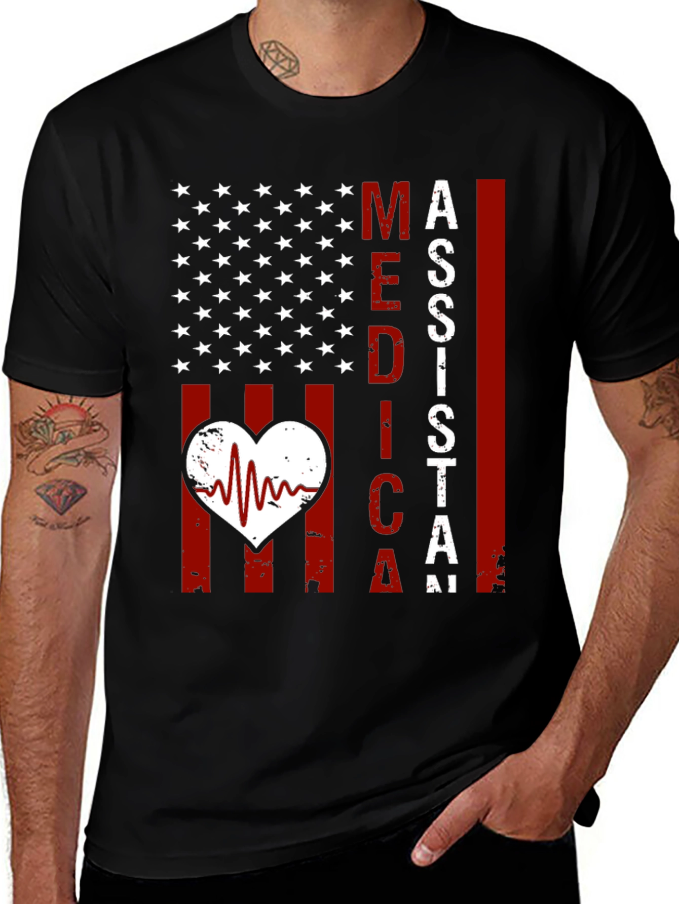 Variant 12 of Medical Assistant American Flag T-Shirt