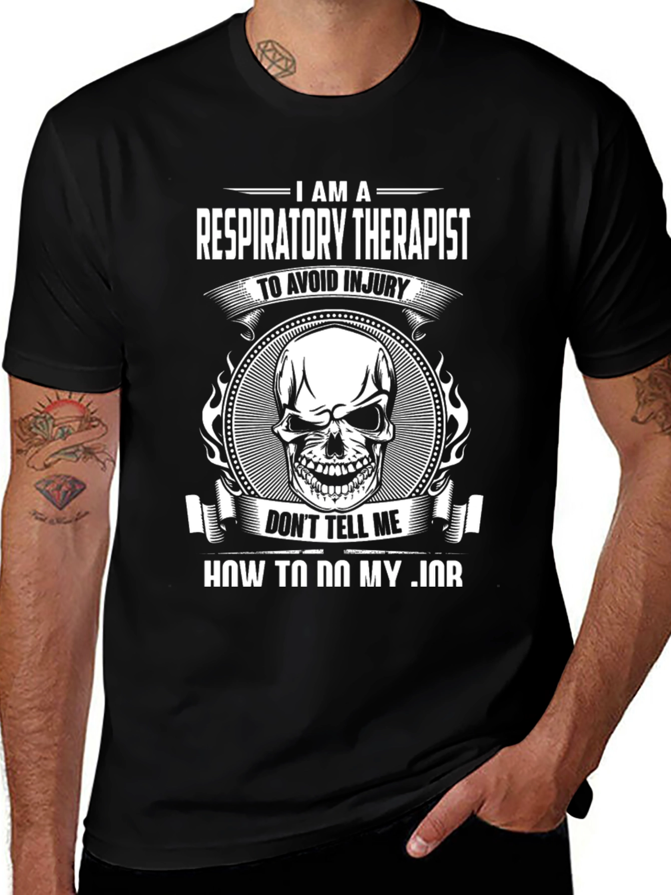 Variant 11 of Respiratory Therapist Skull Graphic T-Shirt