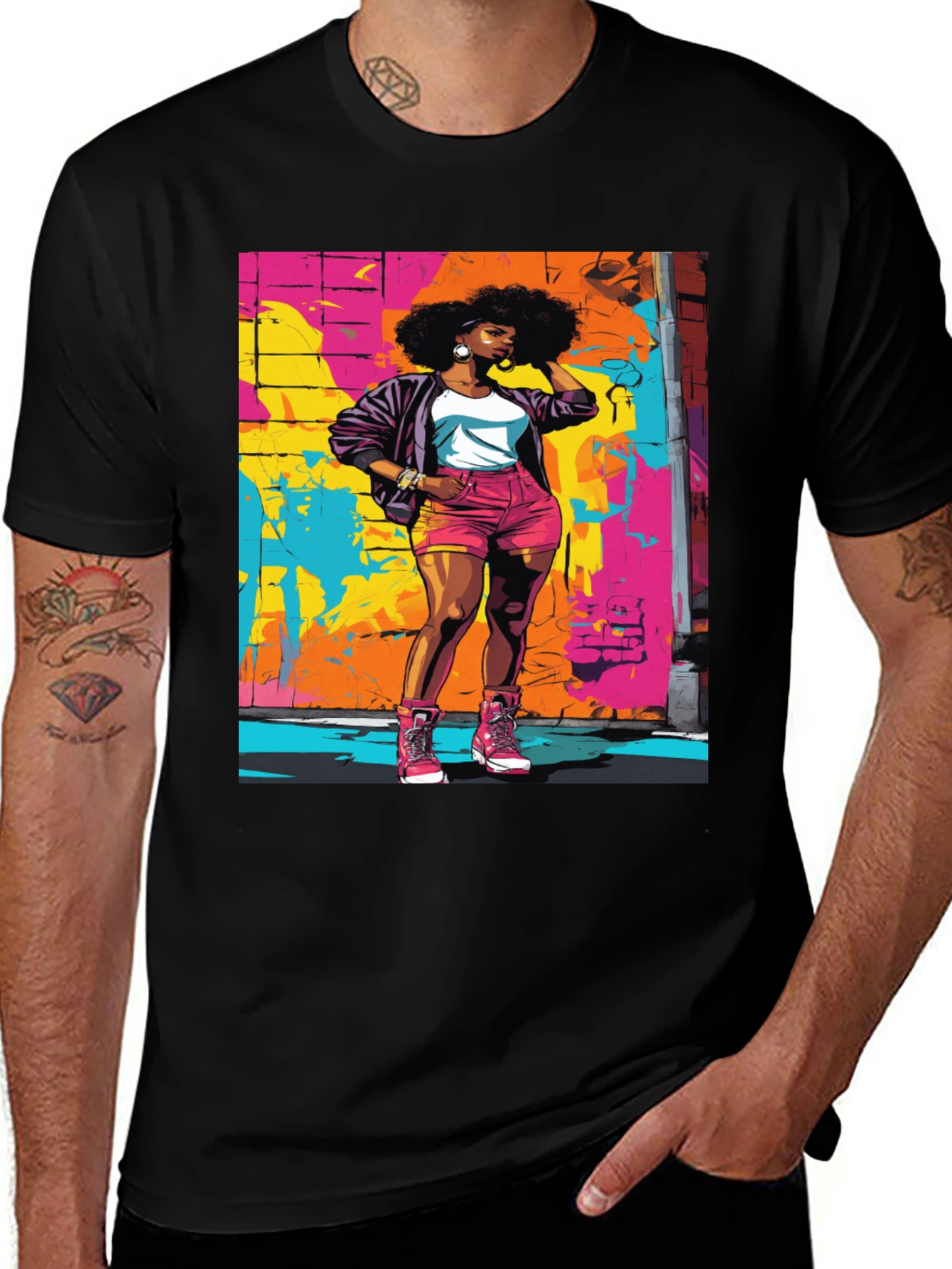 Variant 11 of Vibrant Graphic Tee - Retro Afro Art