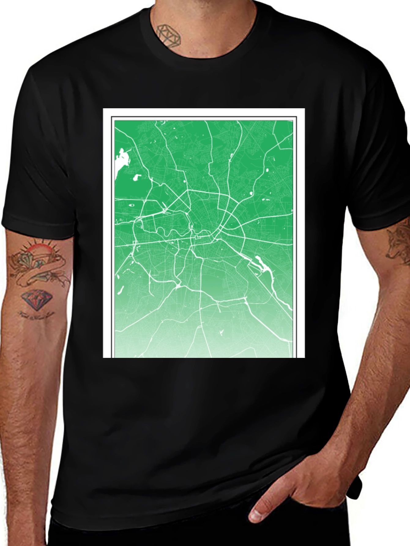 Green Berlin Map T-Shirt - Modern City Design