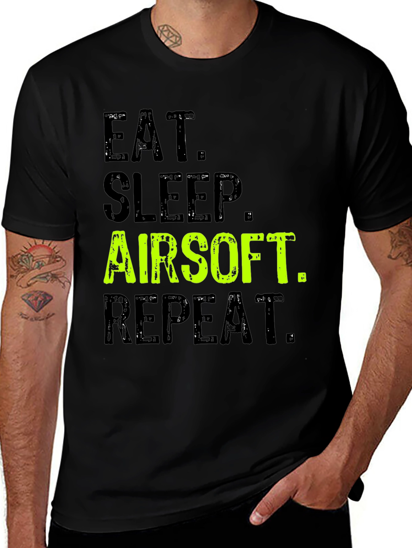 Variant 22 of Eat Sleep Airsoft Repeat T-Shirt - Black