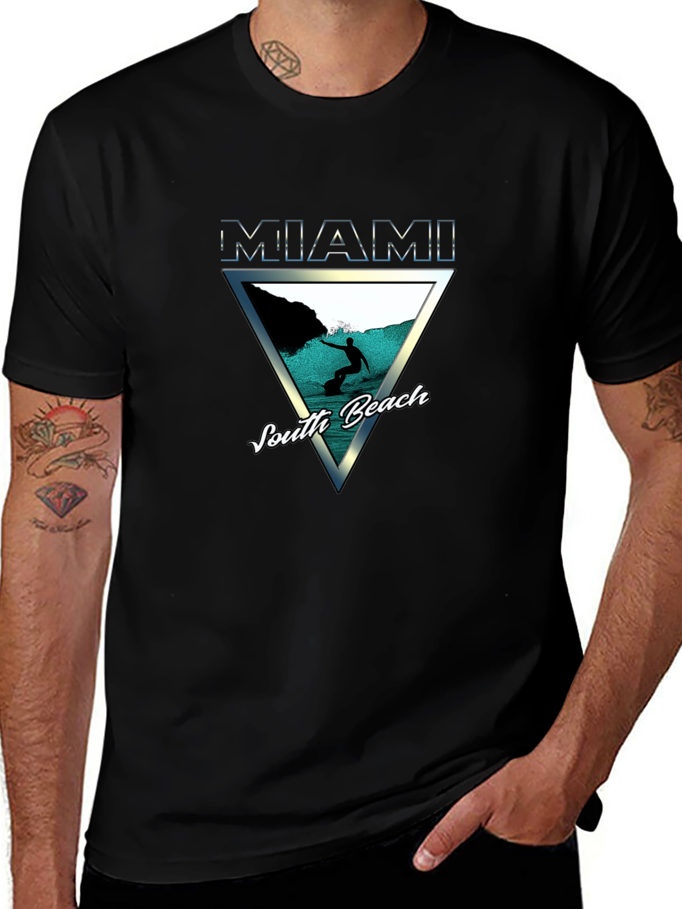 Miami South Beach Graphic Tee - Surfer Design