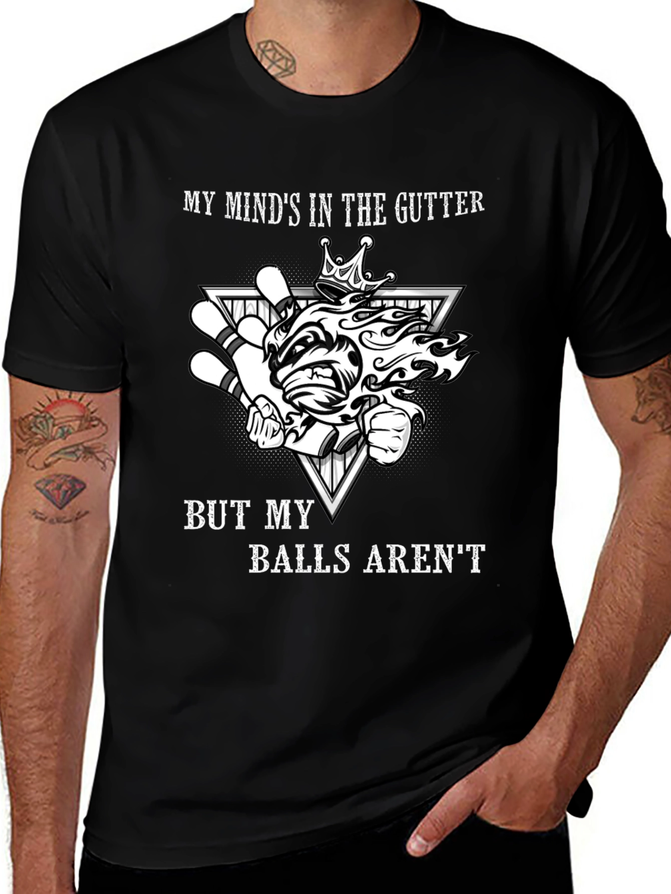 Variant 9 of Bowling Humor T-Shirt - My Mind's in the Gutter