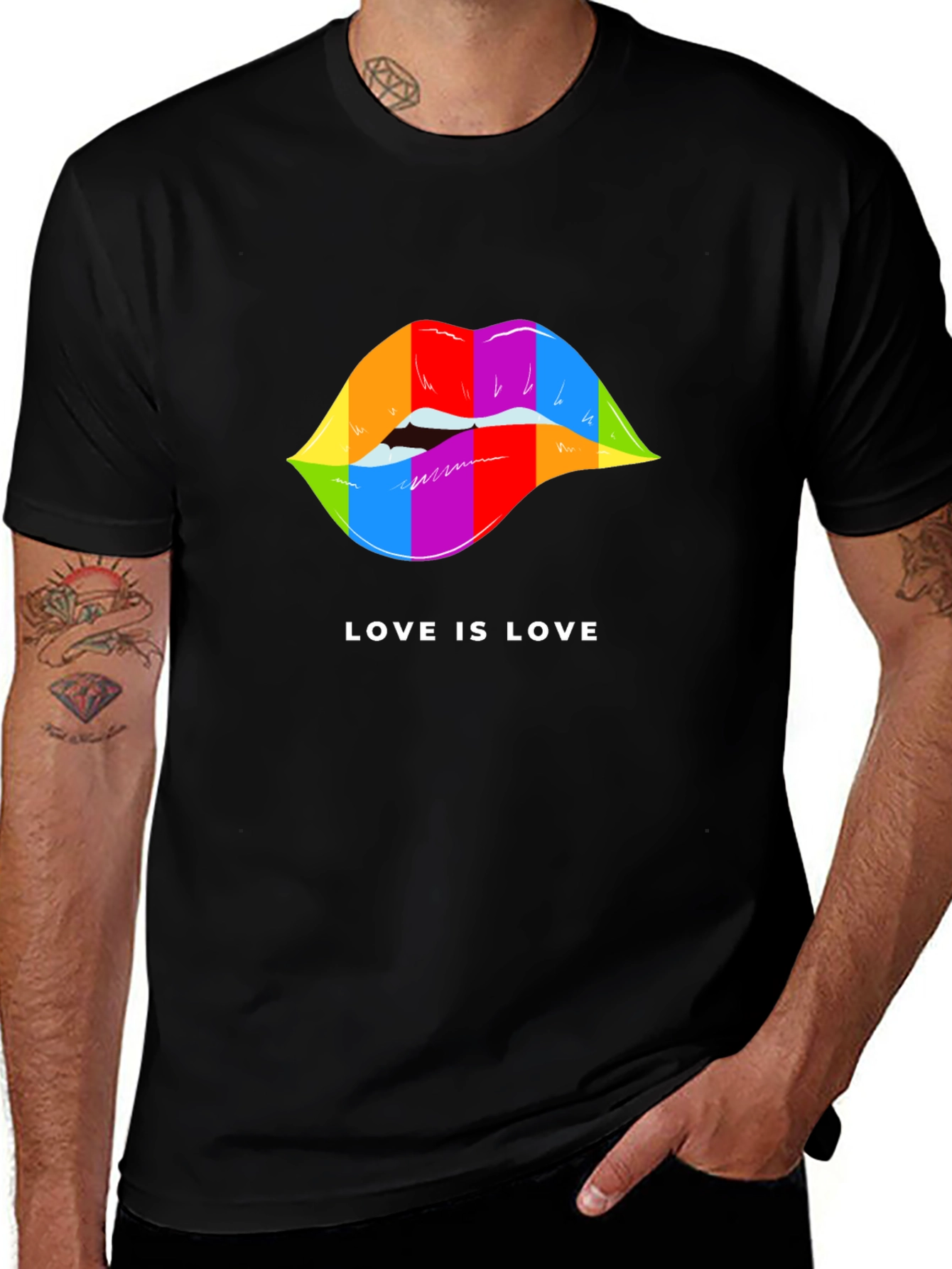 Love is Love Pride Lips Graphic Tee - Black