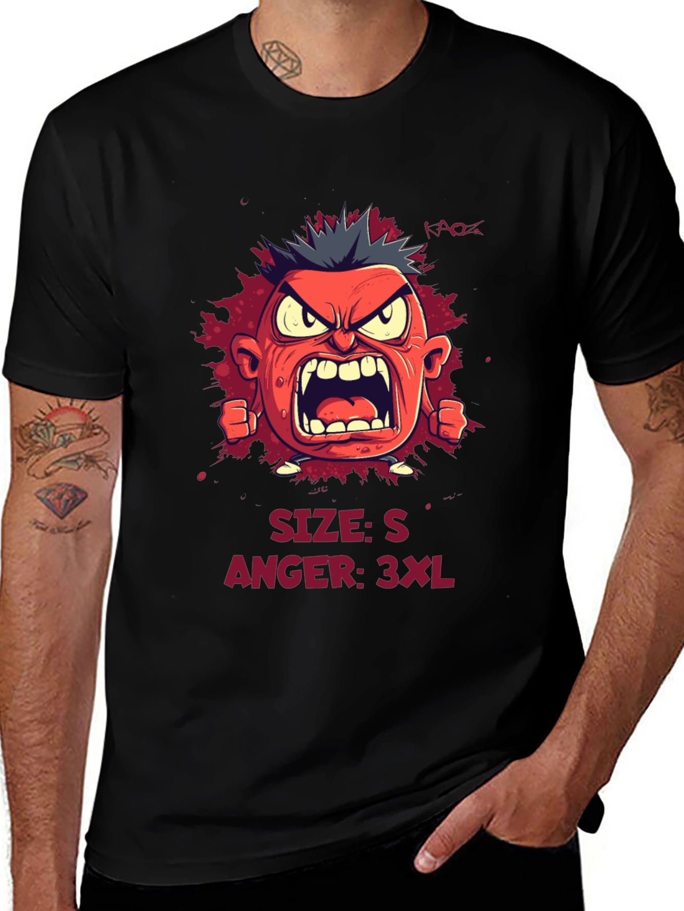 Variant 21 of Angry Cartoon Character Graphic Tee - Black