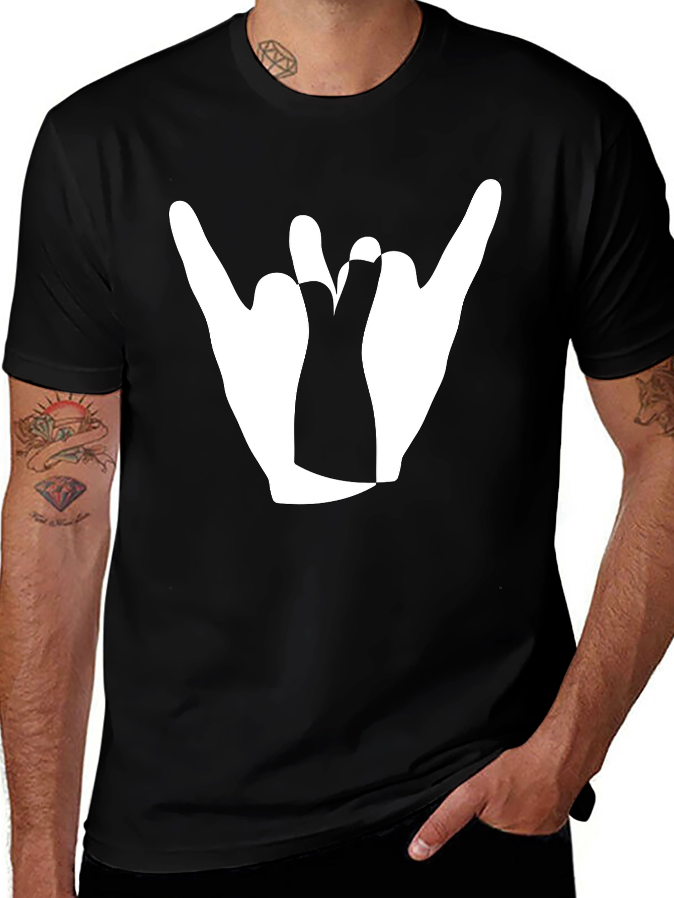 Variant 13 of Rock On Graphic Tee - Cool Black T-Shirt