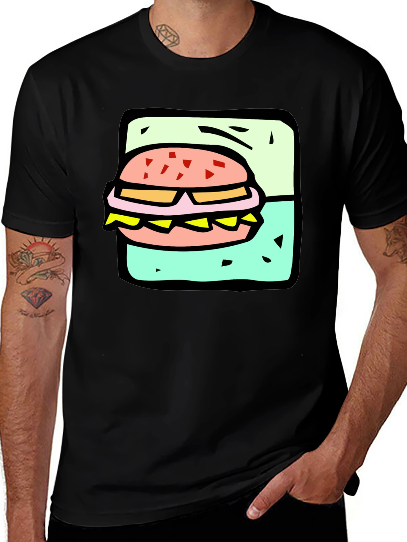 Variant 2 of Burger Graphic Black T-Shirt