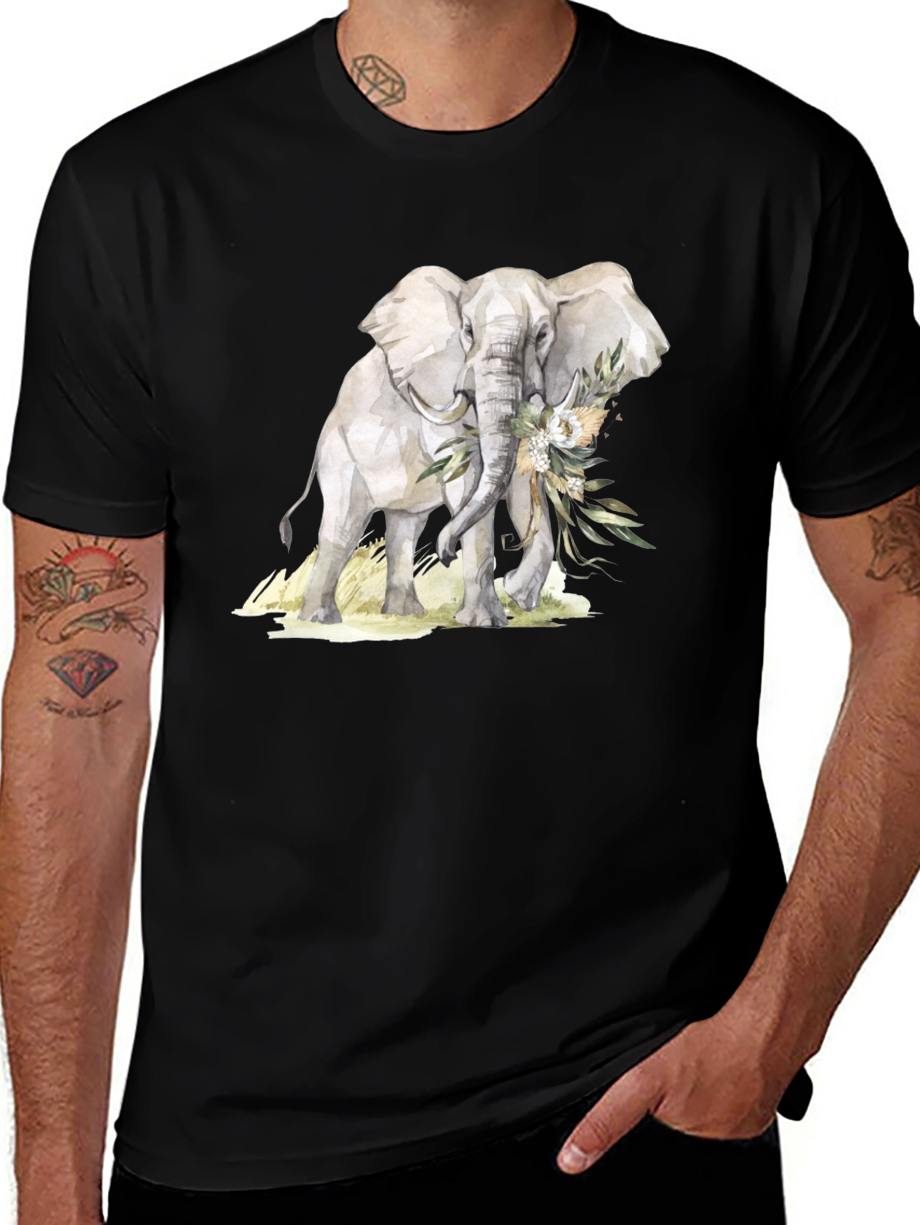 Variant 7 of Elephant Floral T-Shirt - Stylish Graphic Tee