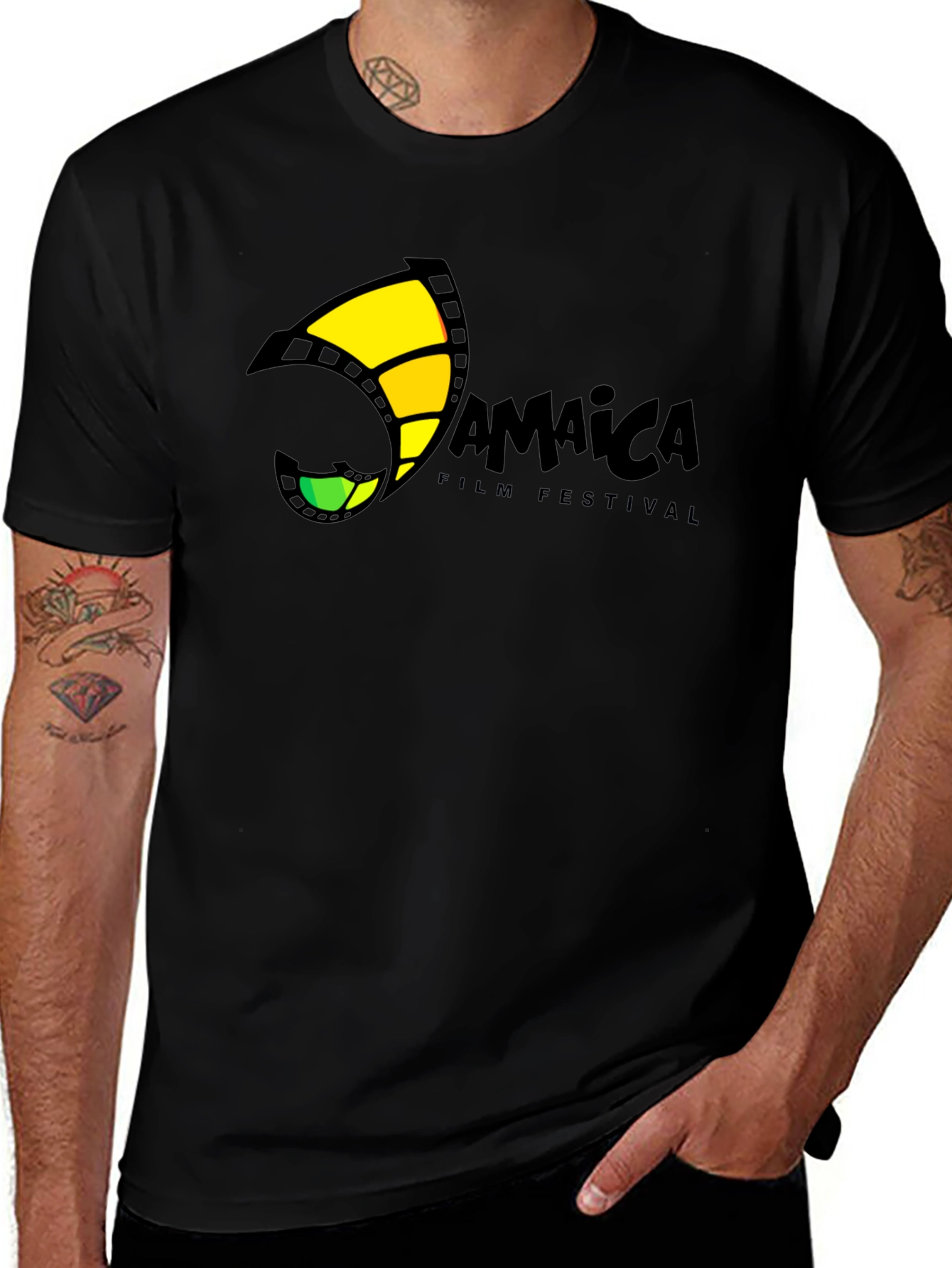 Variant 19 of Jamaica Film Festival Black Graphic Tee