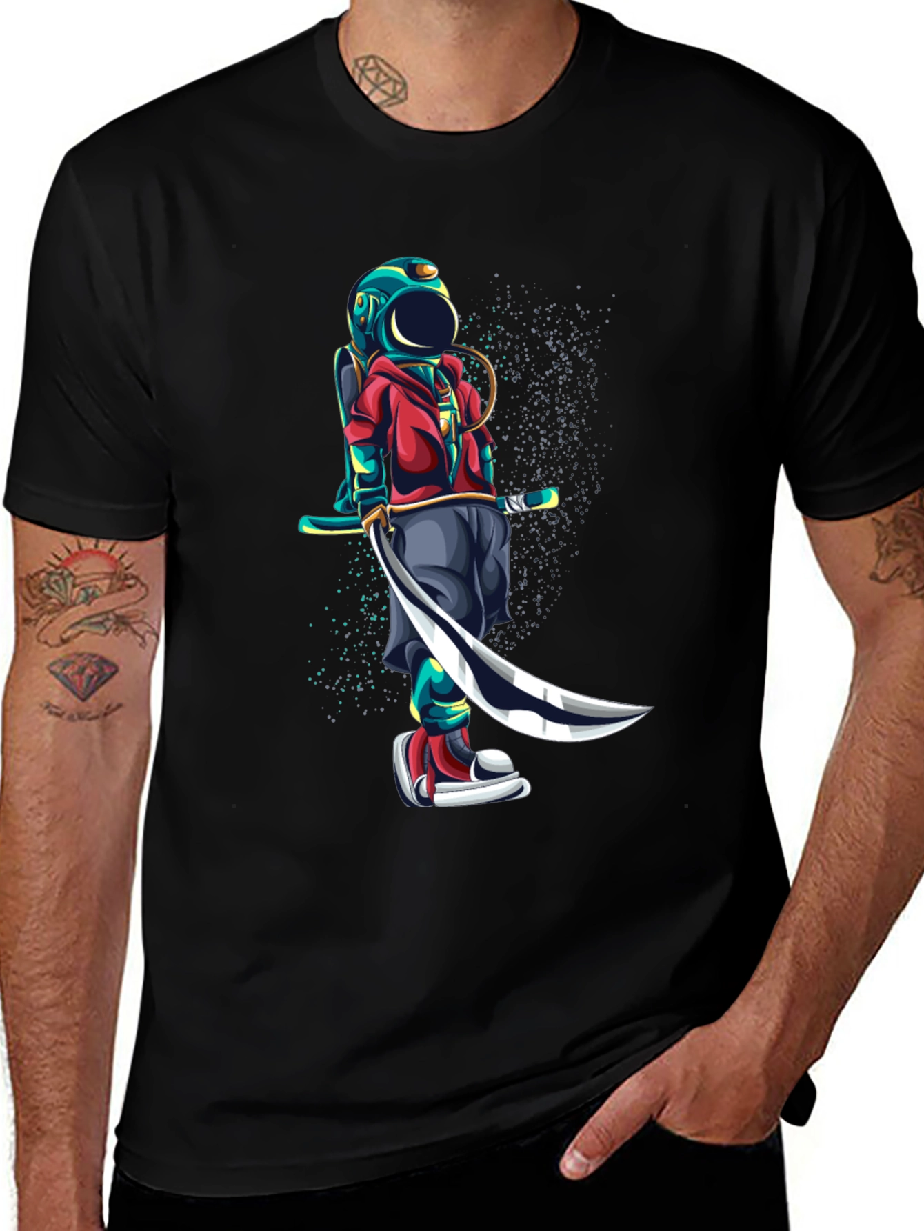 Variant 23 of Astronaut Samurai Black T-Shirt
