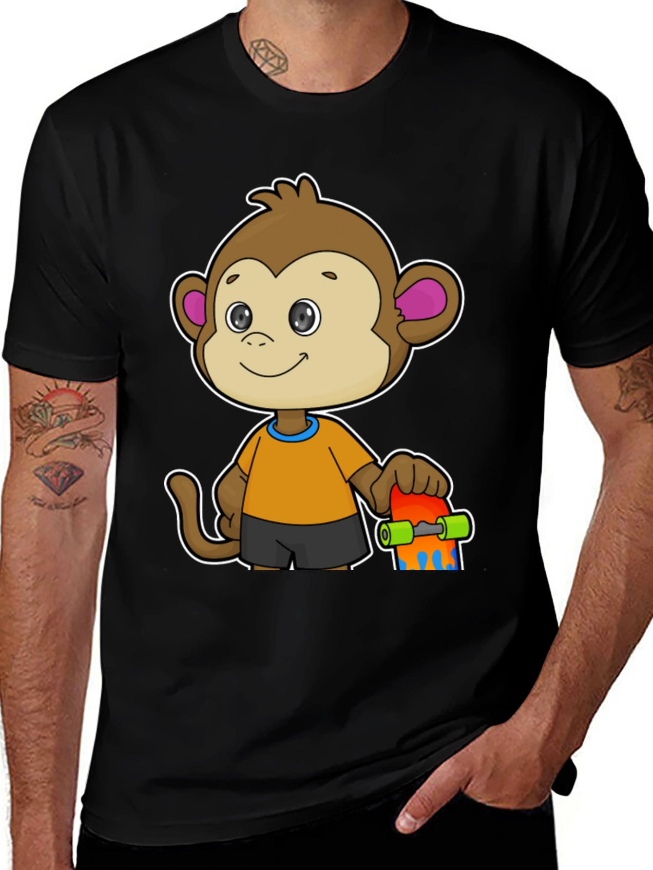 Variant 13 of Monkey Skateboard T-Shirt - Fun Cartoon Graphic Tee