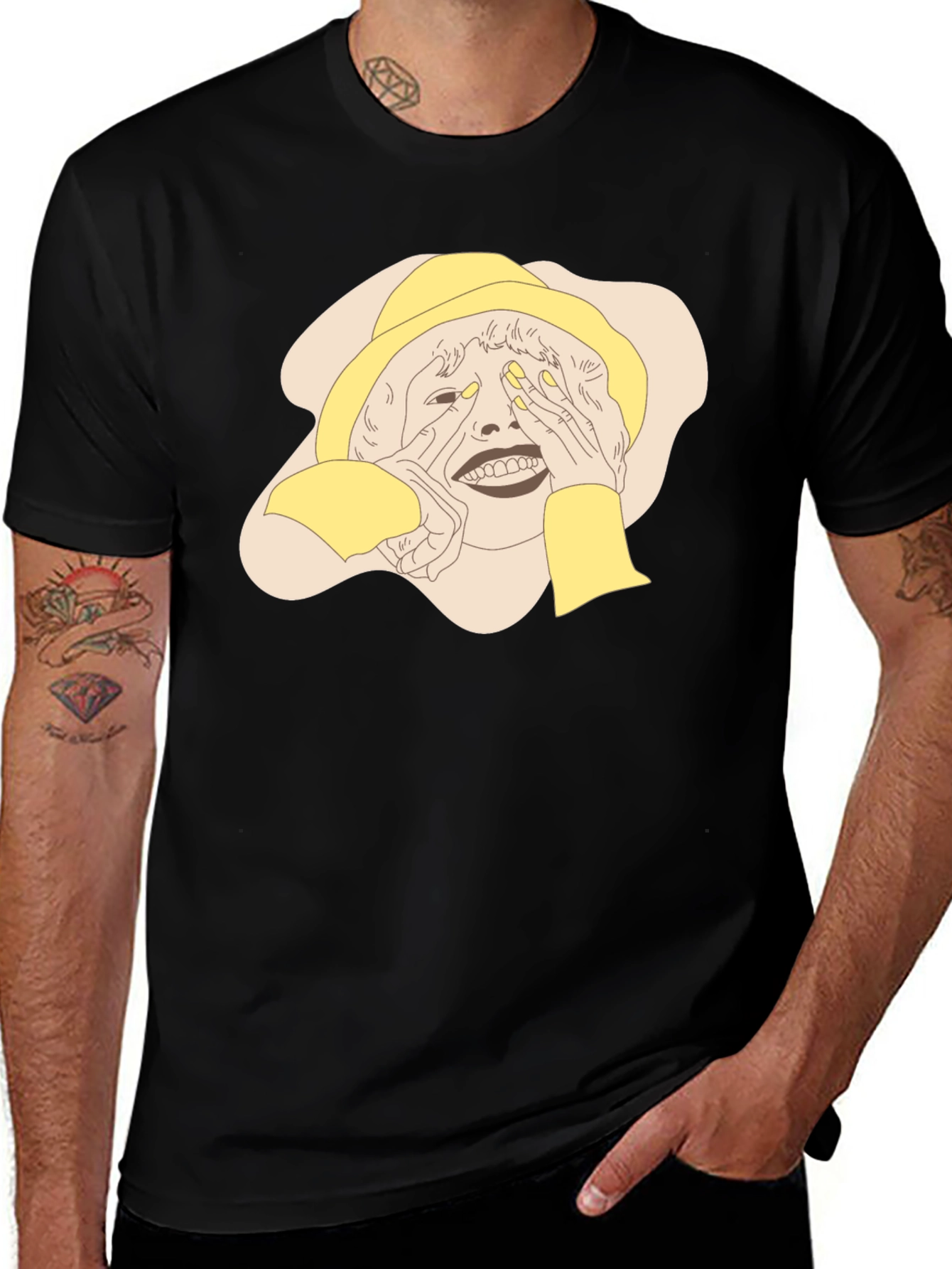 Variant 23 of Unique Graphic T-Shirt - Woman Peeking Design